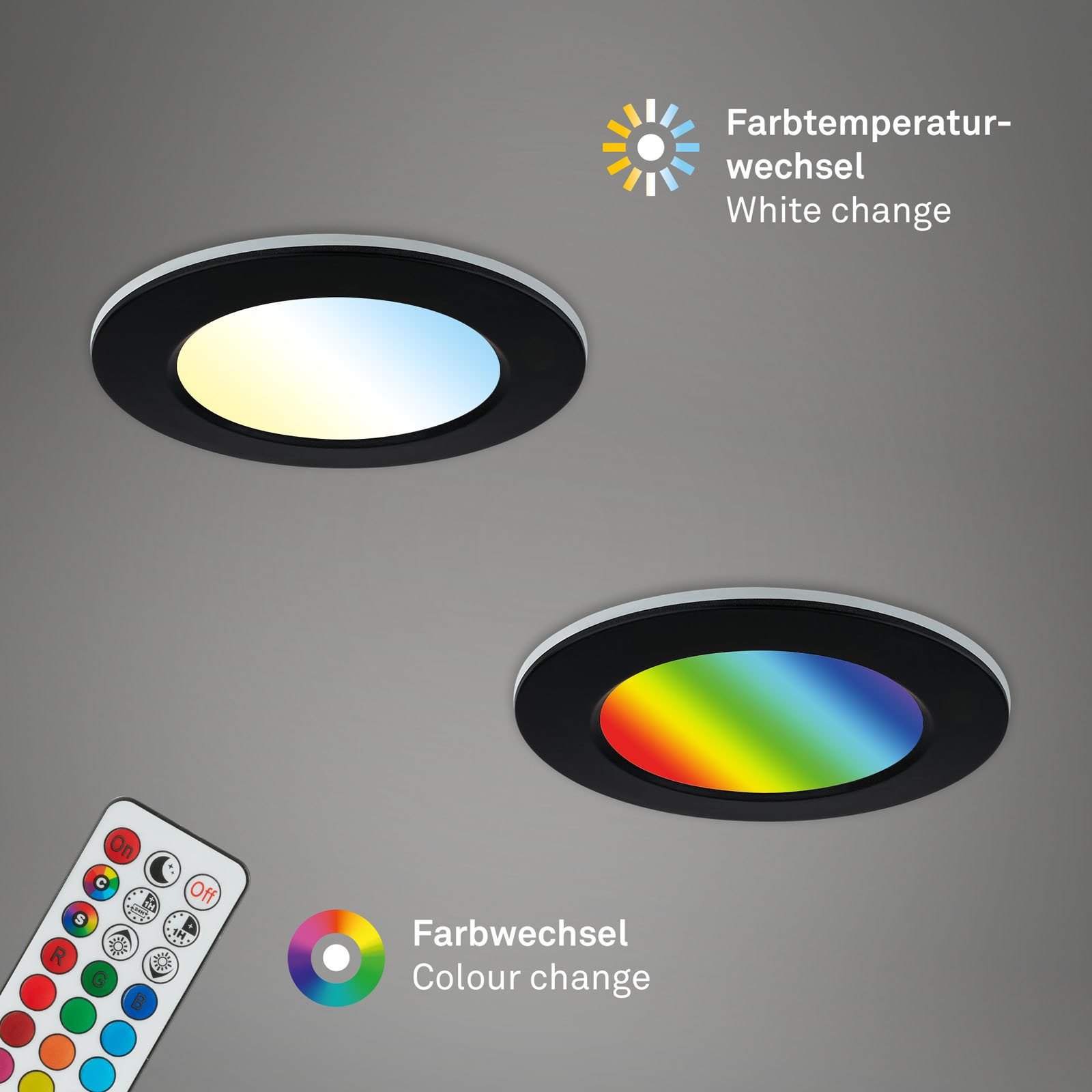 Briloner Leuchten Ledinbouwlamp 3-pack LED inbouwlampen RGB-CCT, zwart 3-delige set led inbouwspots, rgb cct, inbouwspots bad, bad ip65,