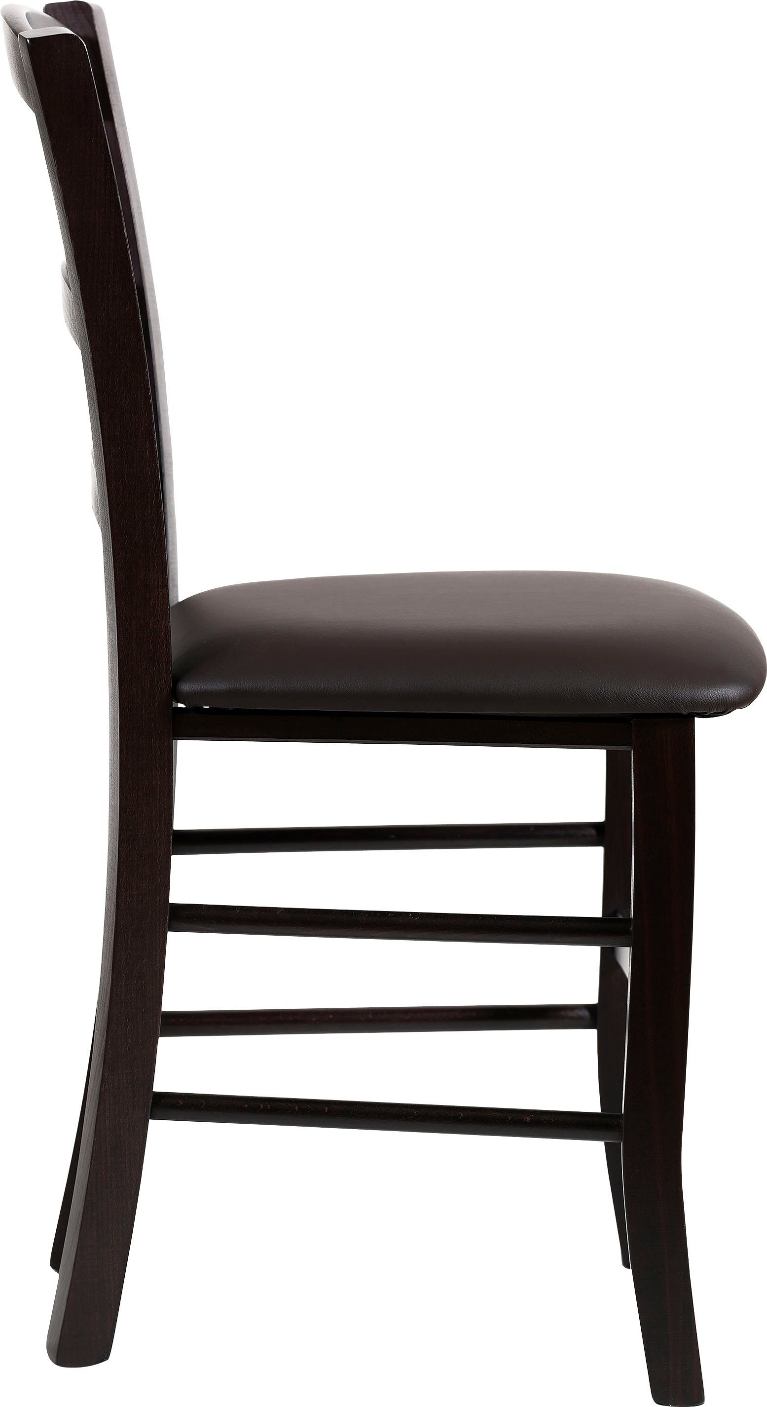 Home affaire Eetkamerstoel Super Paesana Massief beukenhout overtrokken met kunstleer (set, 2 stuks)