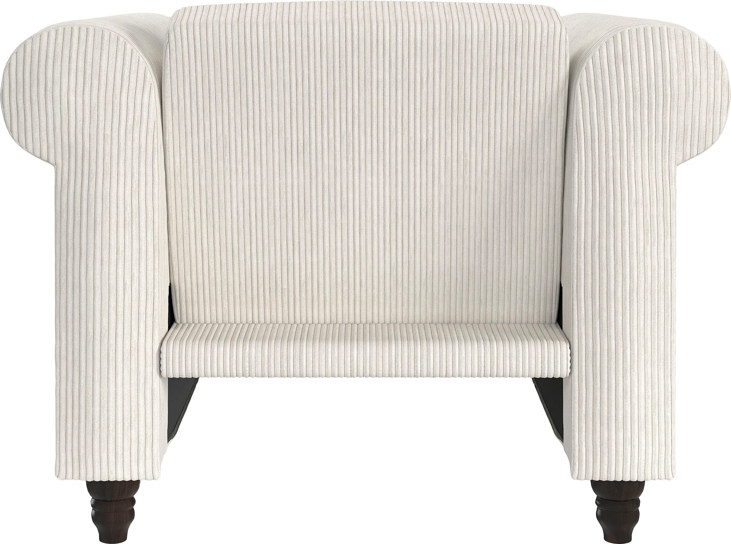 Dorel Home Chesterfield-fauteuil Felix II in breed ribfluweel met rugleuning 3-voudig verstelbaar, benen massief hout, zithoogte 46 cm