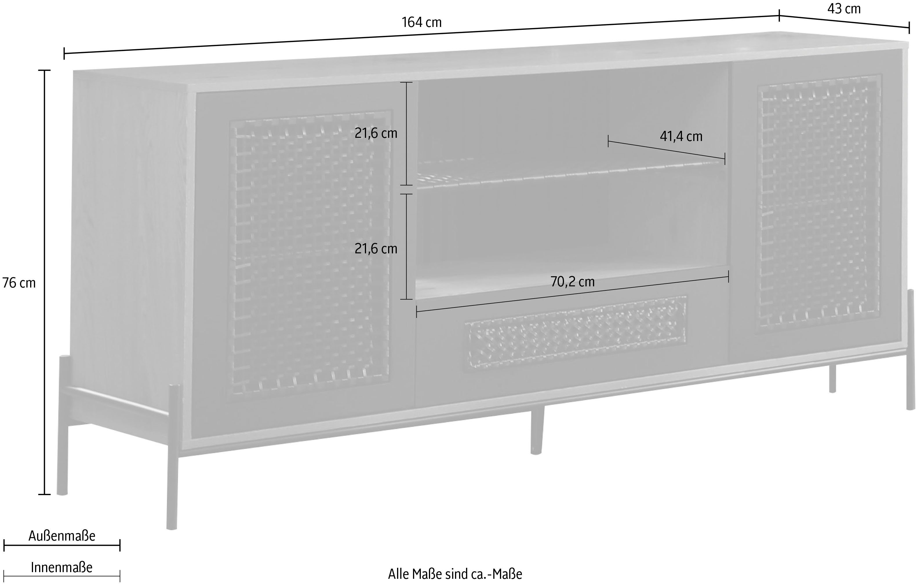 SalesFever Dressoir Kast met matzwarte inzet van polyrattan