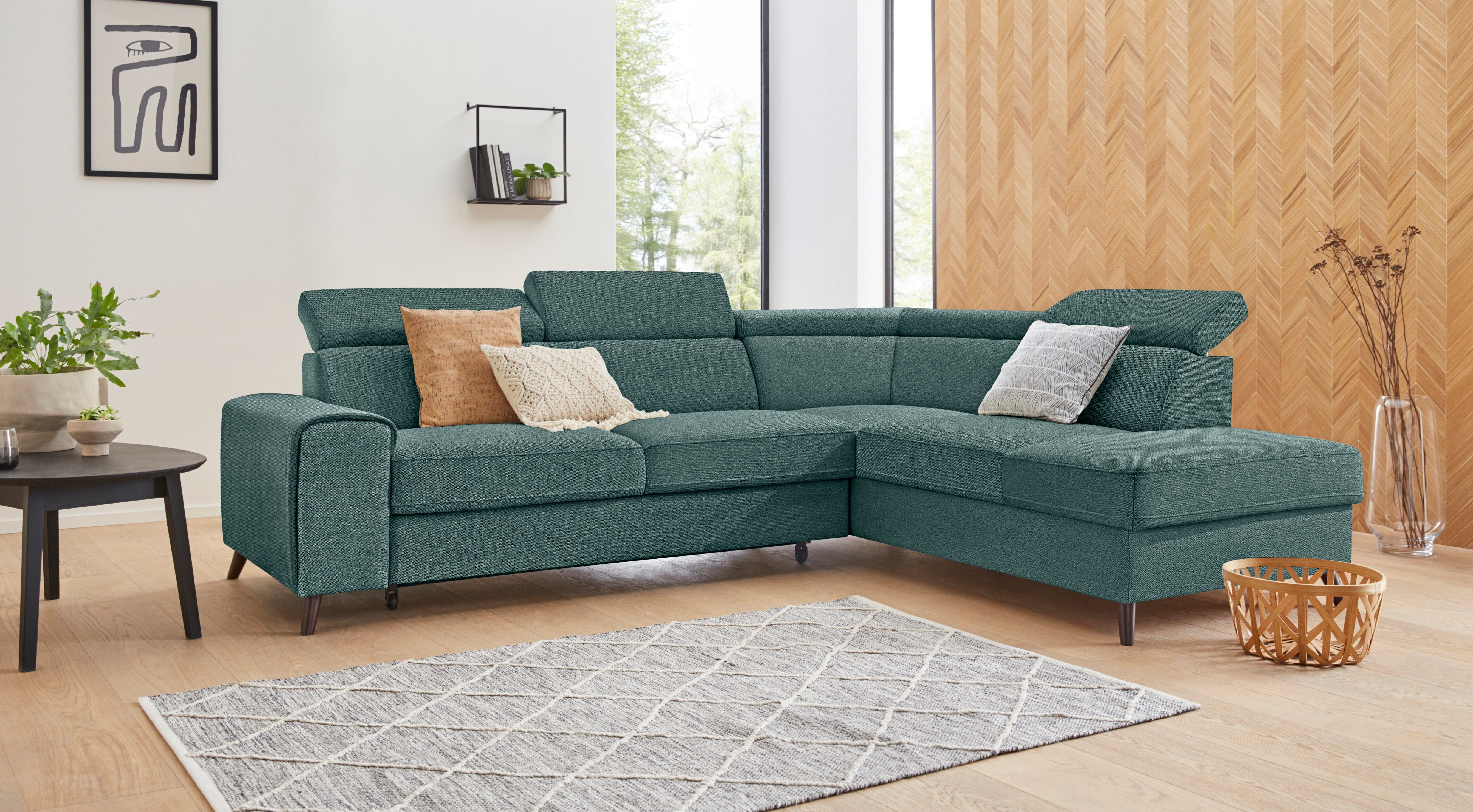 exxpo - sofa fashion Hoekbank inclusief verstelbare hoofdsteun en verstelbare rugleuning, naar keuze met slaapfunctie en bedkist