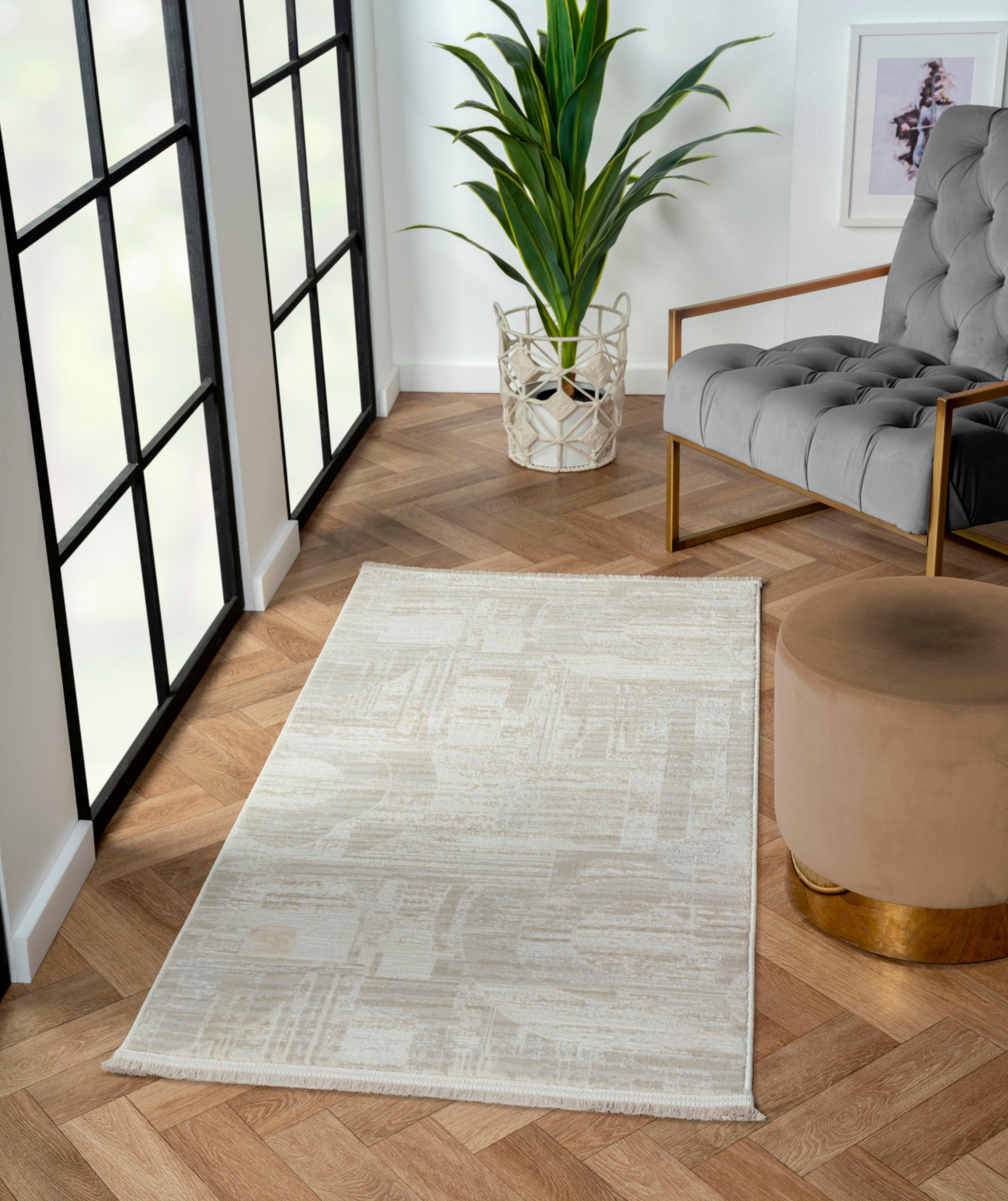 Myflair Möbel & Accessoires Vloerkleed My Circles Kortpolig, modern ontwerp, retro-stijl, met franjes, bijzonder zacht moderne vloerkleden maat 80 cm
