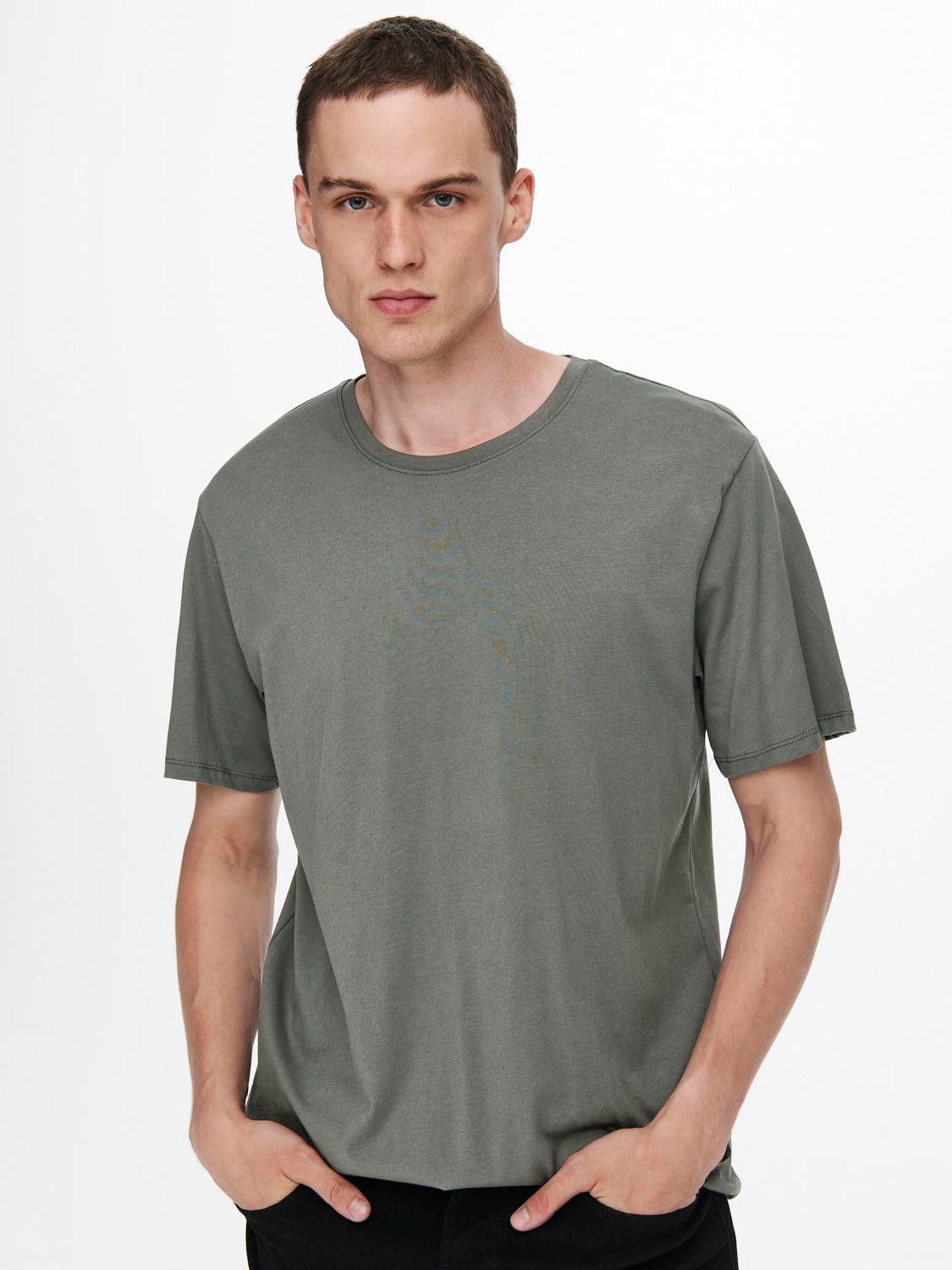 ONLY & SONS Shirt met ronde hals ONSMATT LONGY SS TEE NOOS