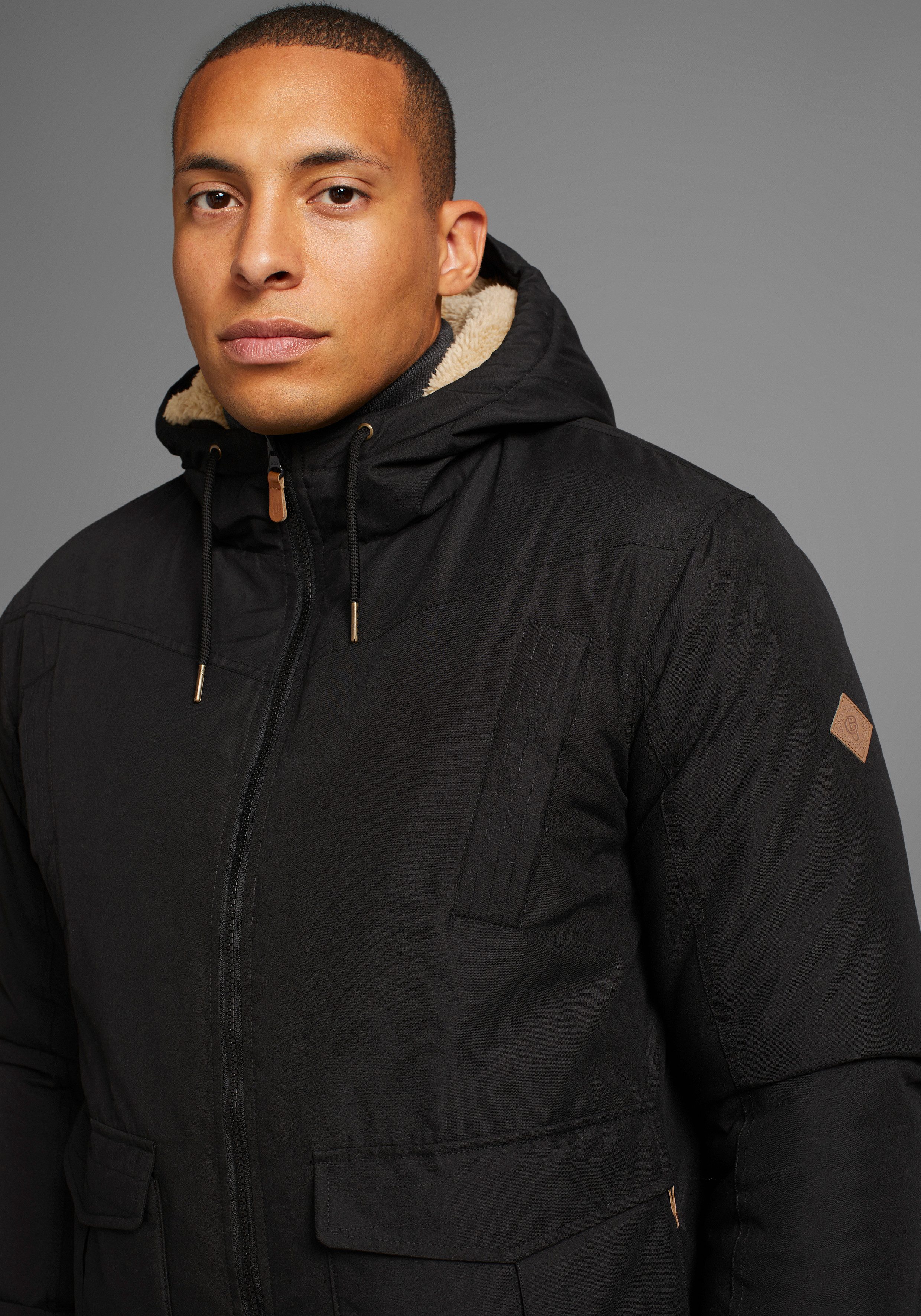 Bruno Banani Winterjack van katoen en polyester hoge kraag