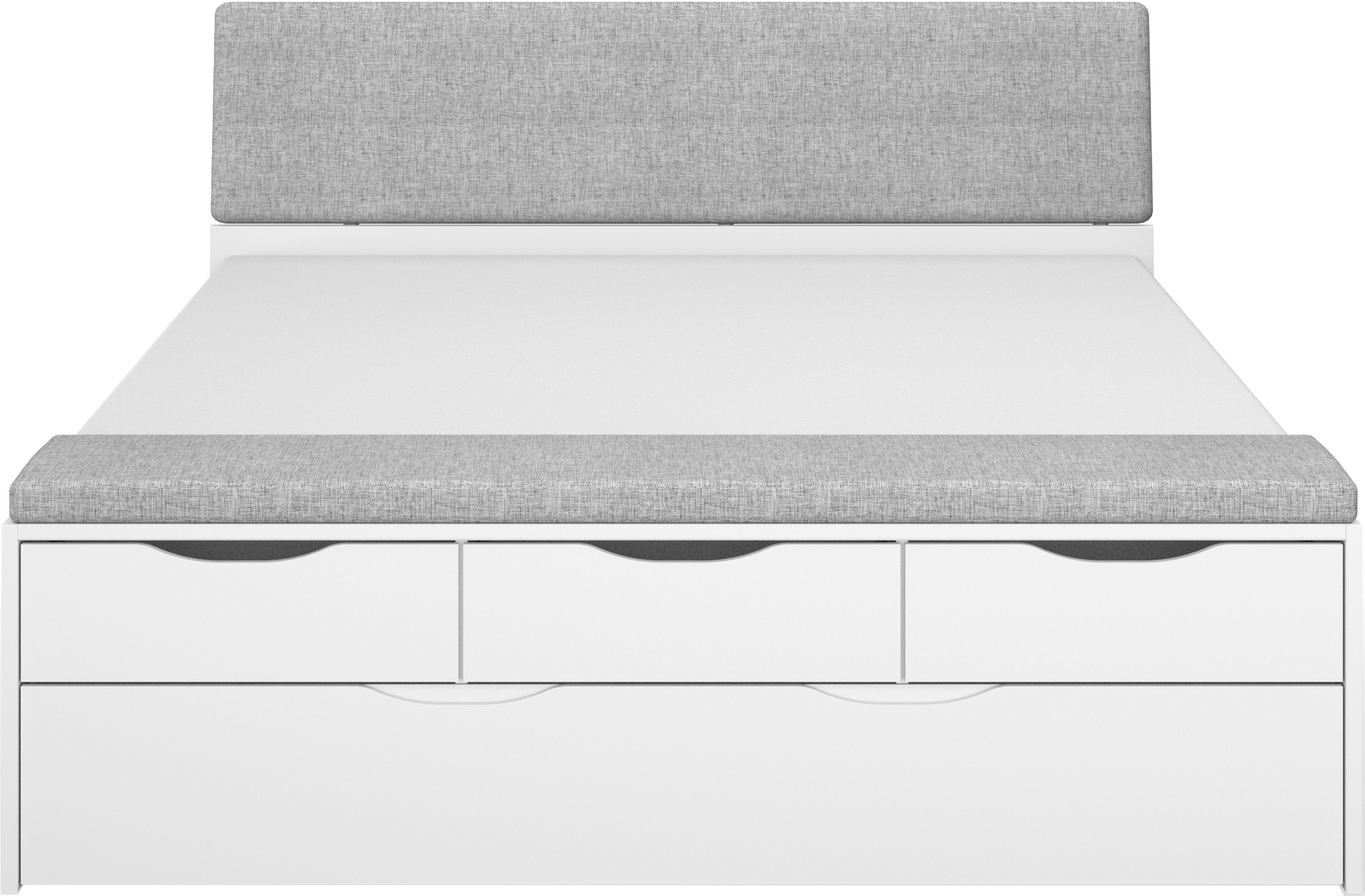 rauch Ledikant met bergruimte Scala-XL incl. bekleed hoofdbord, bedbank, xl-lade, verdere laden