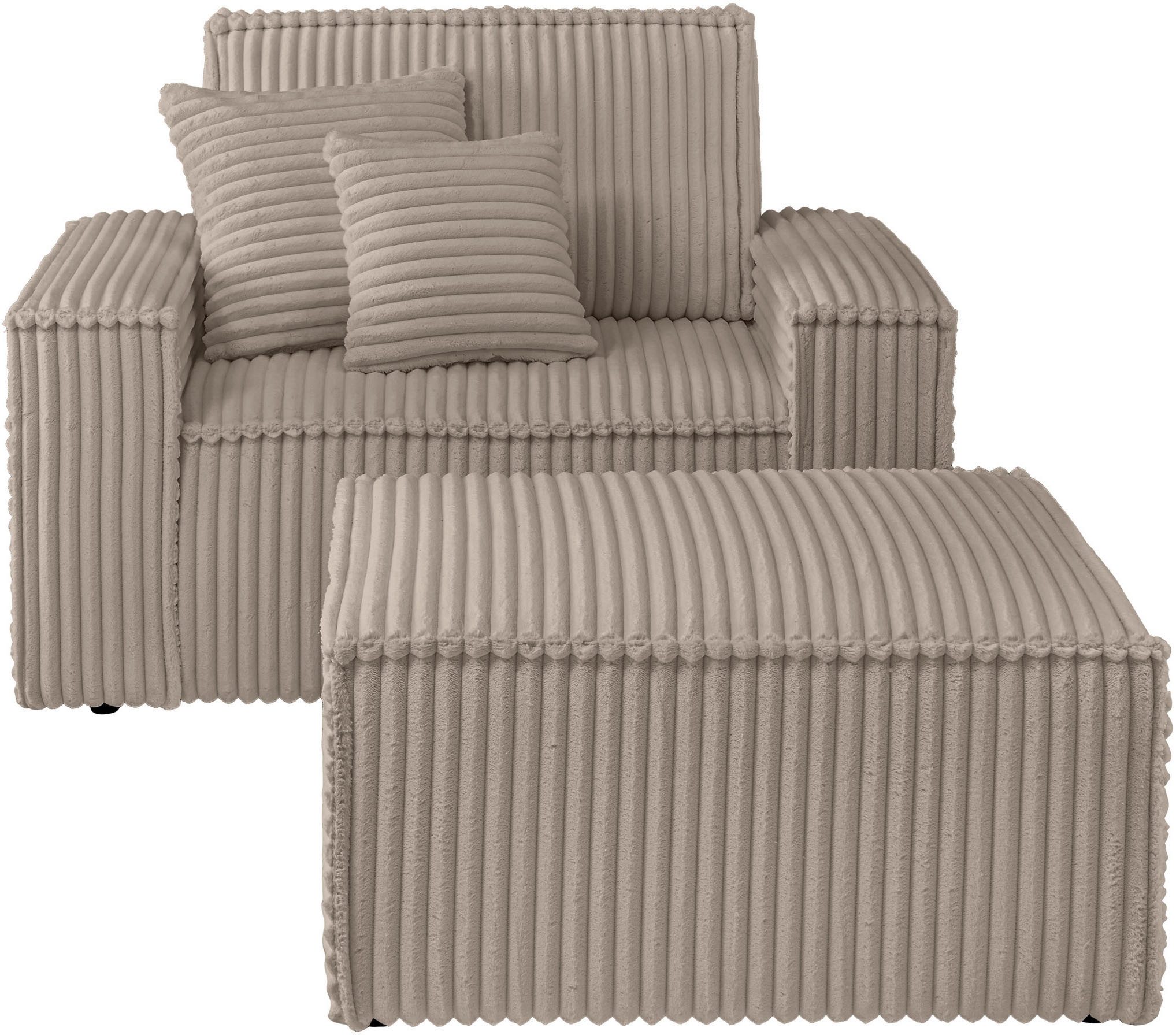andas Loveseat Finnley Loveseat en hocker als set, passend bij de bekleding-serie Finnley (2-delig)