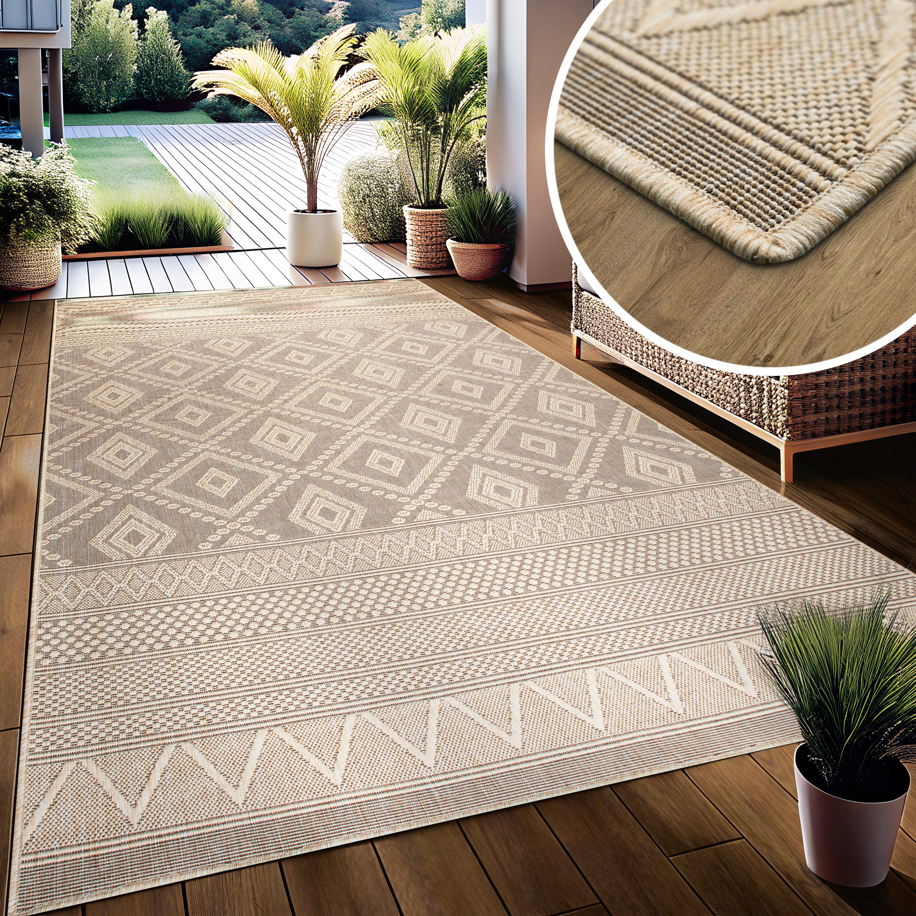 my home Vloerkleed Toronto is ook als loper verkrijgbaar Geschikt voor binnen en buiten, sisal-look, weerbestendig & uv-bestendig, boho