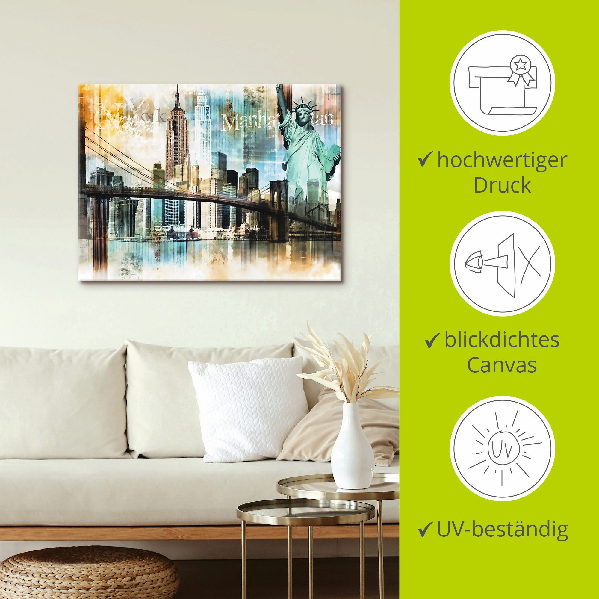 Artland Artprint New York skyline collage IV als artprint op linnen, poster in verschillende formaten maten
