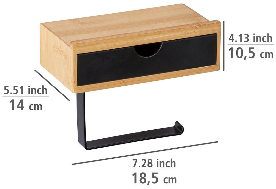 WENKO Toiletrolhouder Bambusa met lade, van bamboe