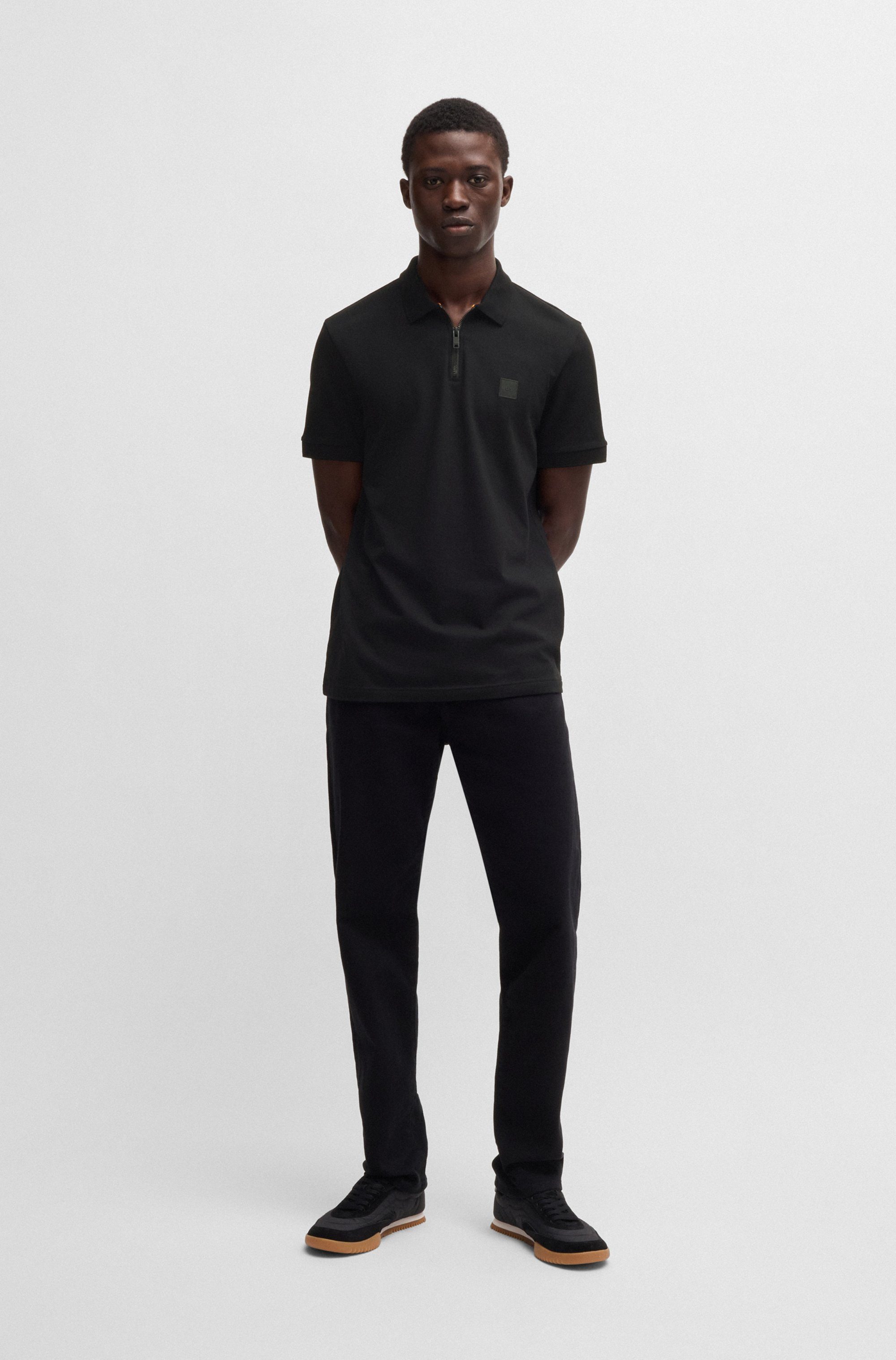 Boss Orange Poloshirt Passerzip 1025 met een polokraag