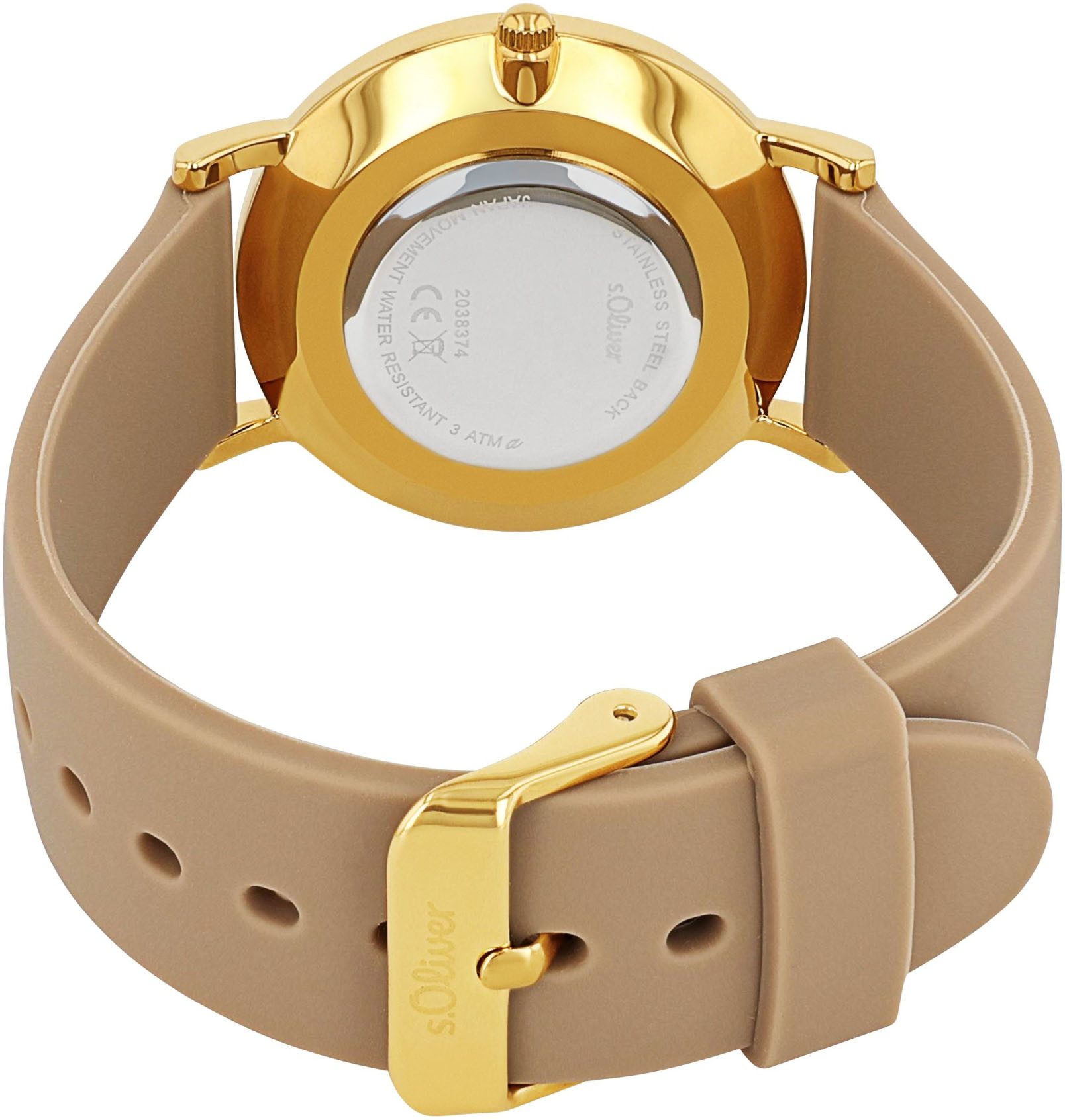 s.Oliver Kwartshorloge Horloge, dameshorloge, analoog, siliconen band