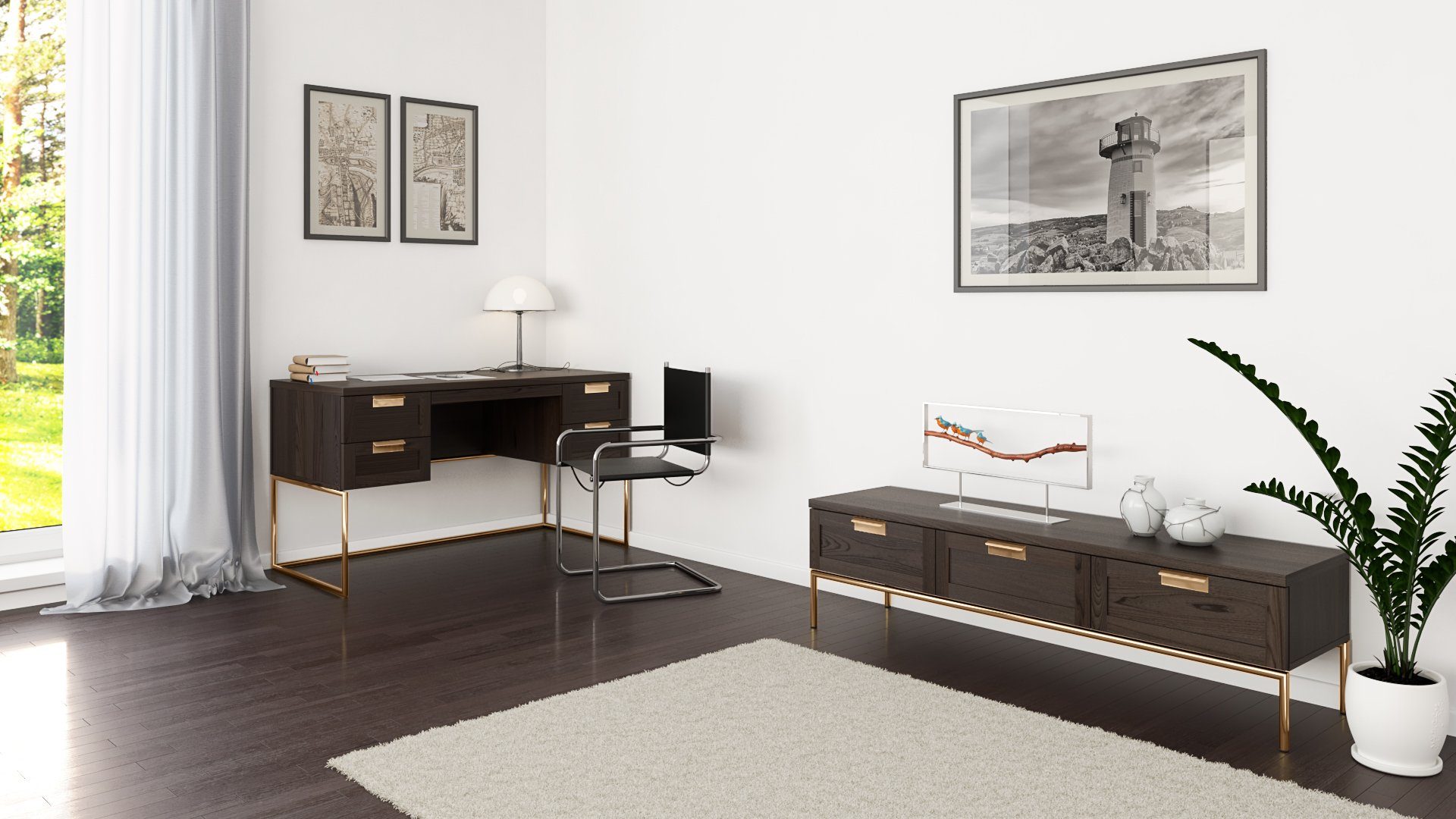Woodman Bureau Pimlico Houtfineer van eiken