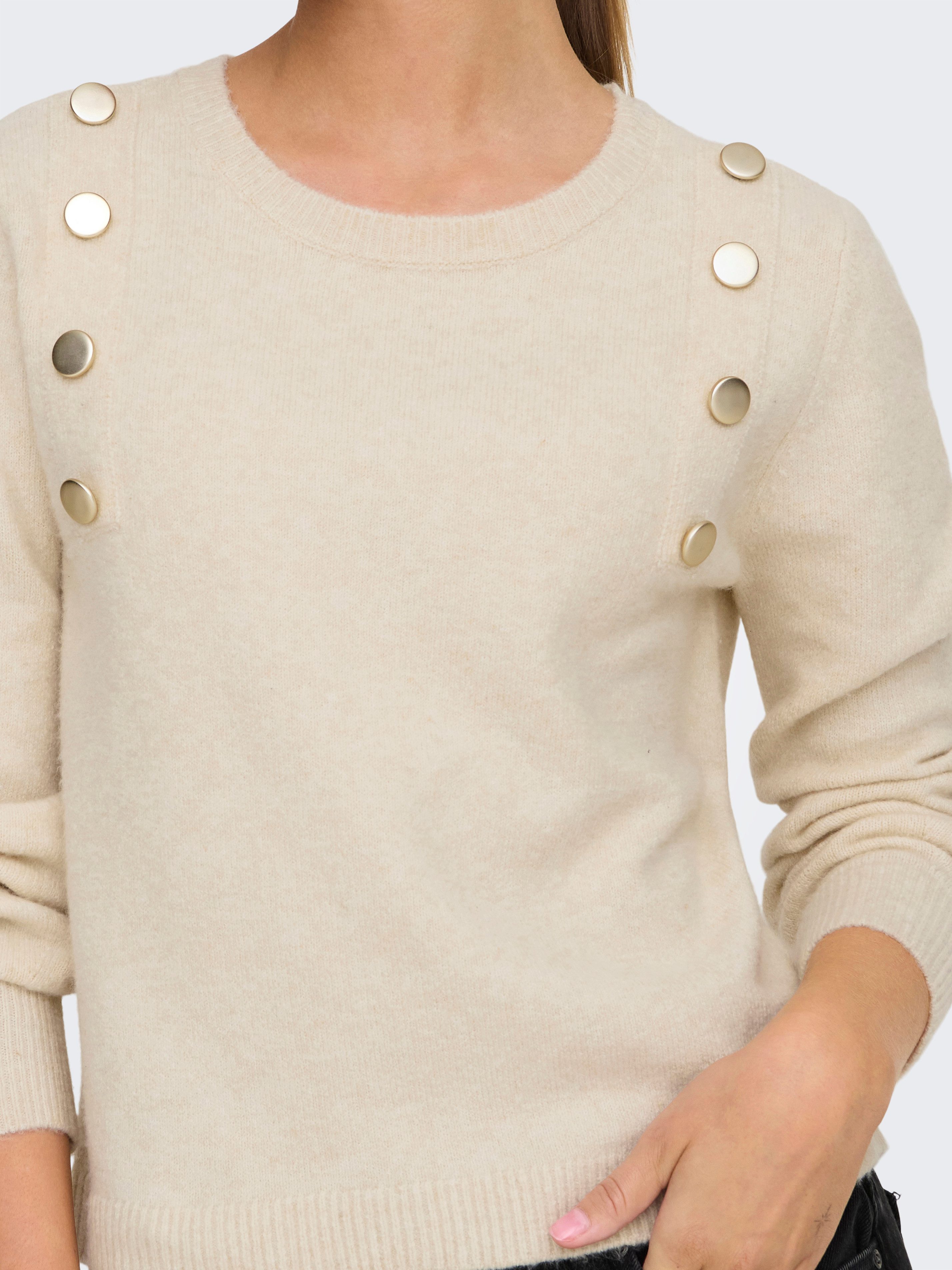 Only Gebreide trui ONLJEANETT LIFE LS BUTTON O-NECK CS KNT
