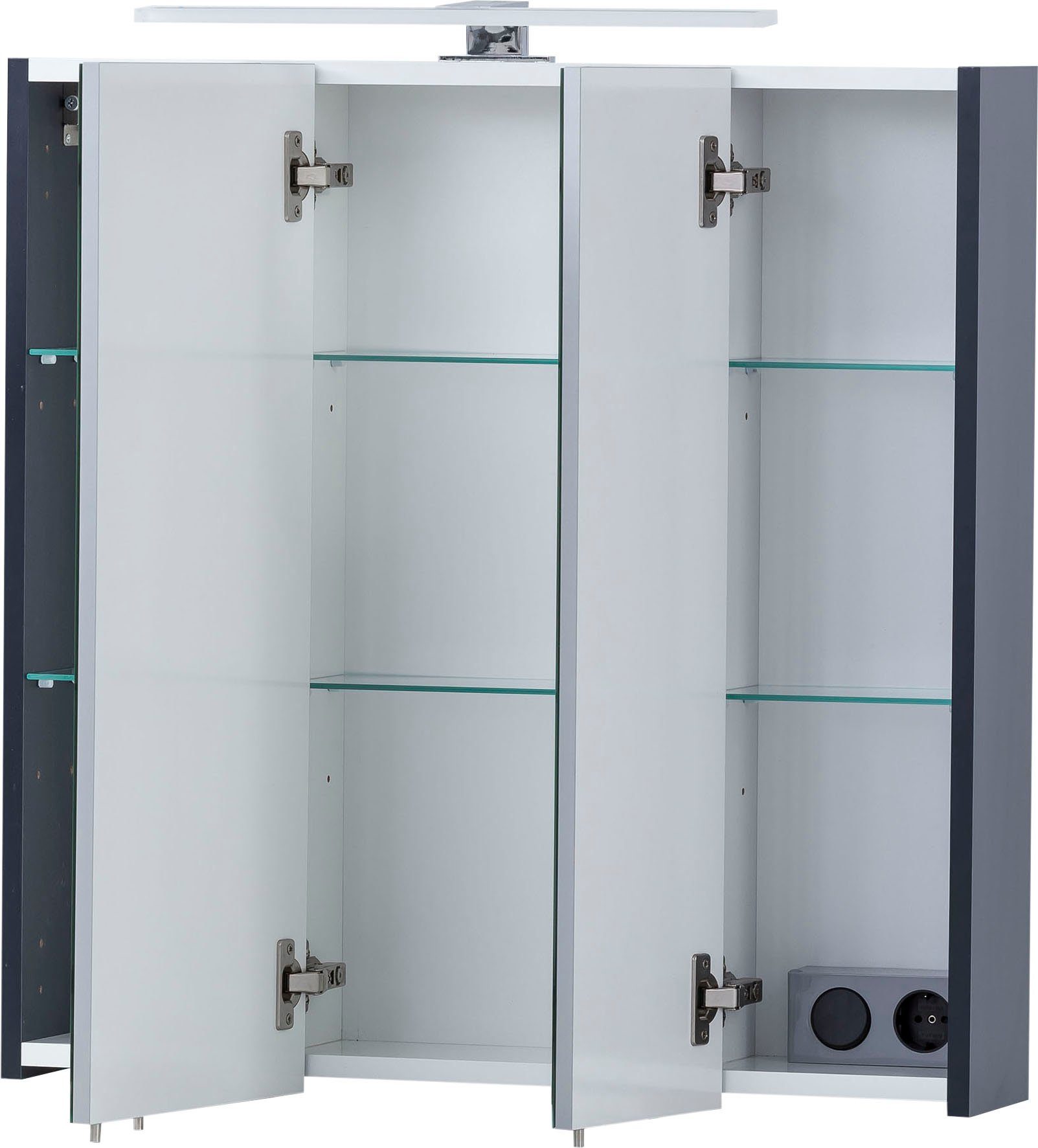welltime Spiegelkast Kent, Made in Germany Badkamermeubel. Breedte 70 cm, ledverlichting en schakelaar-/stekkerdoos