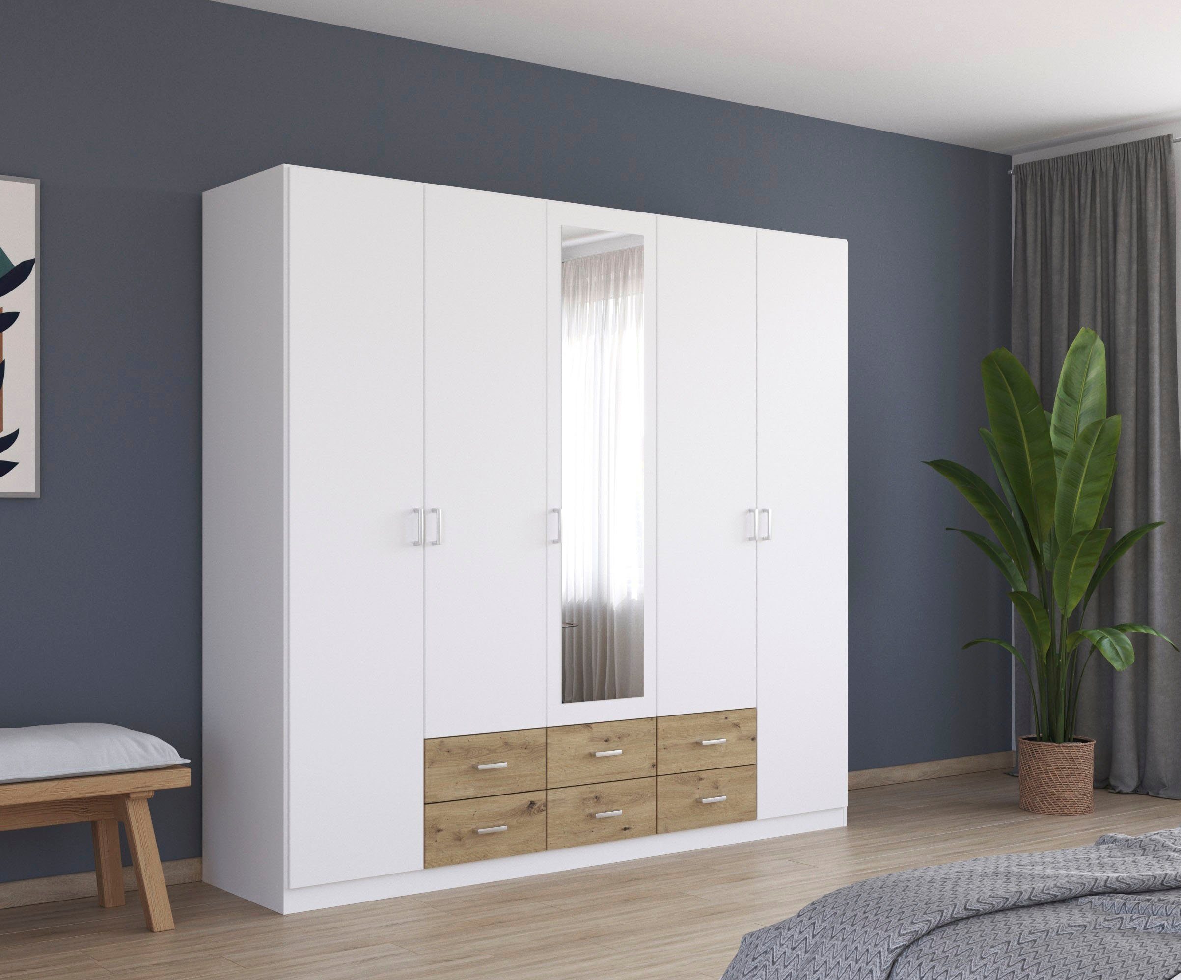 rauch Kledingkast Kast Garderobe Wasmand GAMMA in 3 Breedtes veel opbergruimte met 6 lades, met spiegel topseller made in germany
