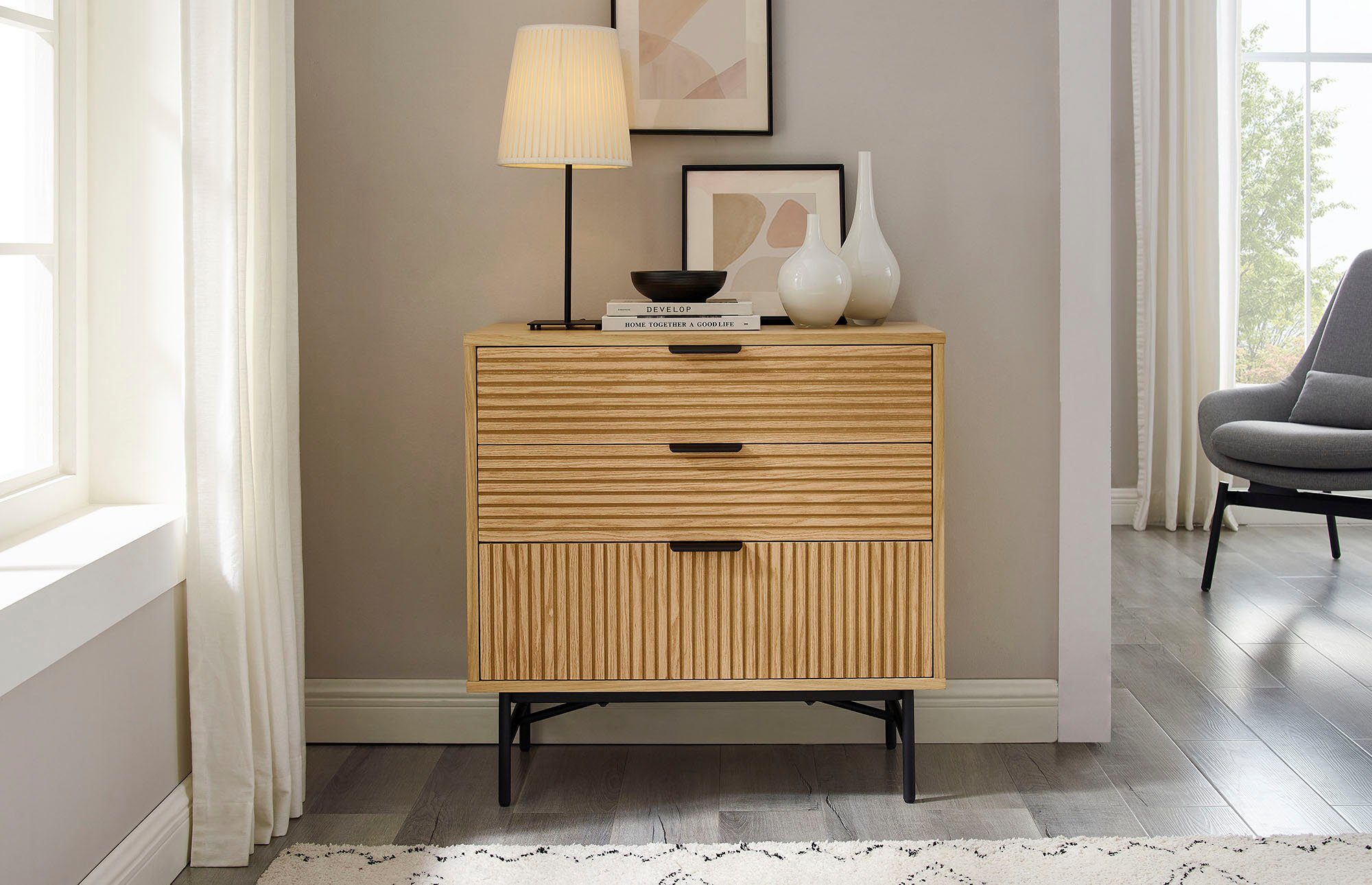 SalesFever Kast Eiken echt houtfineer dressoirs beige