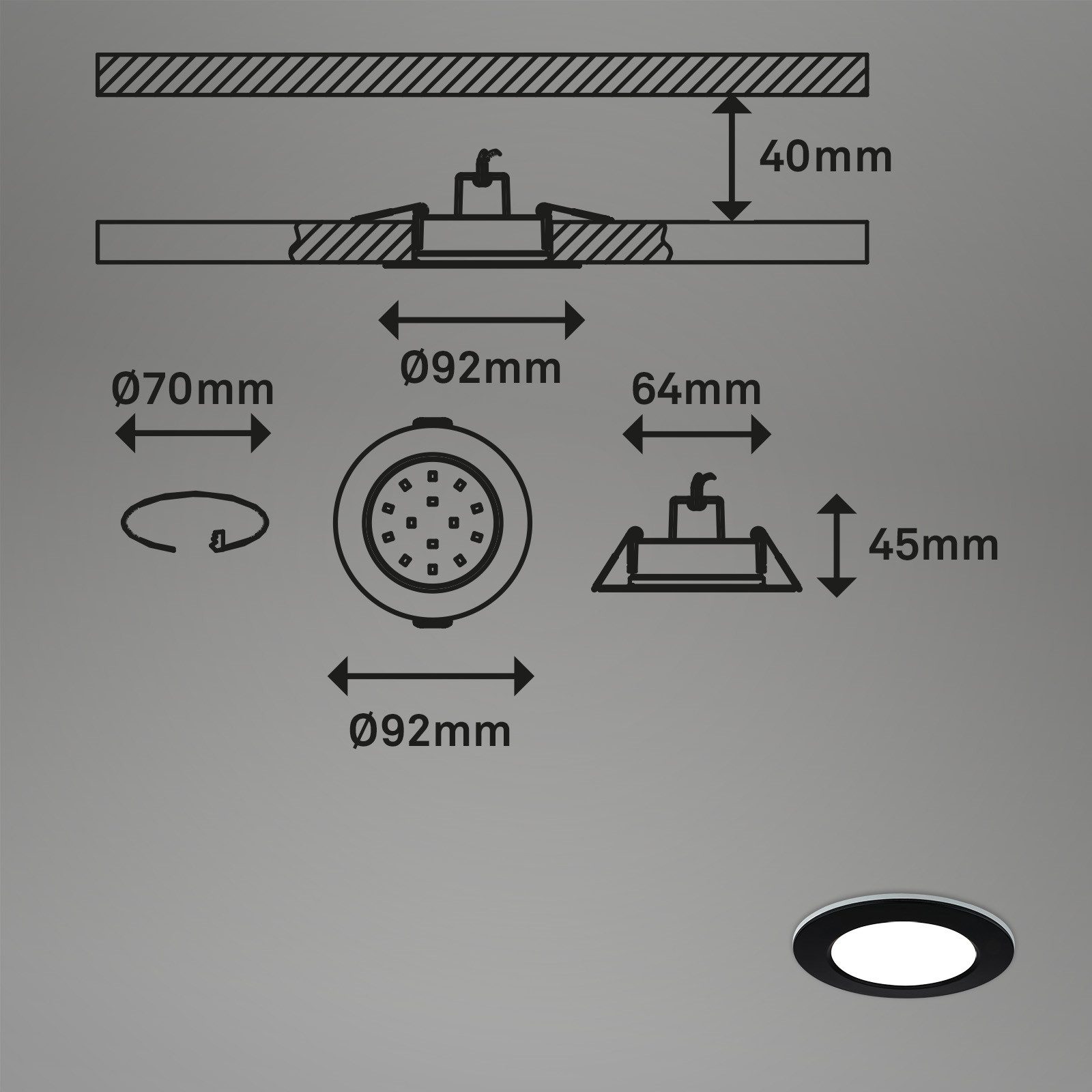 Briloner Leuchten Ledinbouwlamp 3-pack LED inbouwlampen RGB-CCT, zwart 3-delige set led inbouwspots, rgb cct, inbouwspots bad, bad ip65,
