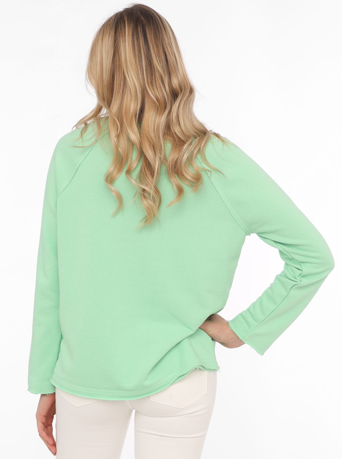 Zwillingsherz Sweatshirt Enjoy met used-look randen en borduursel