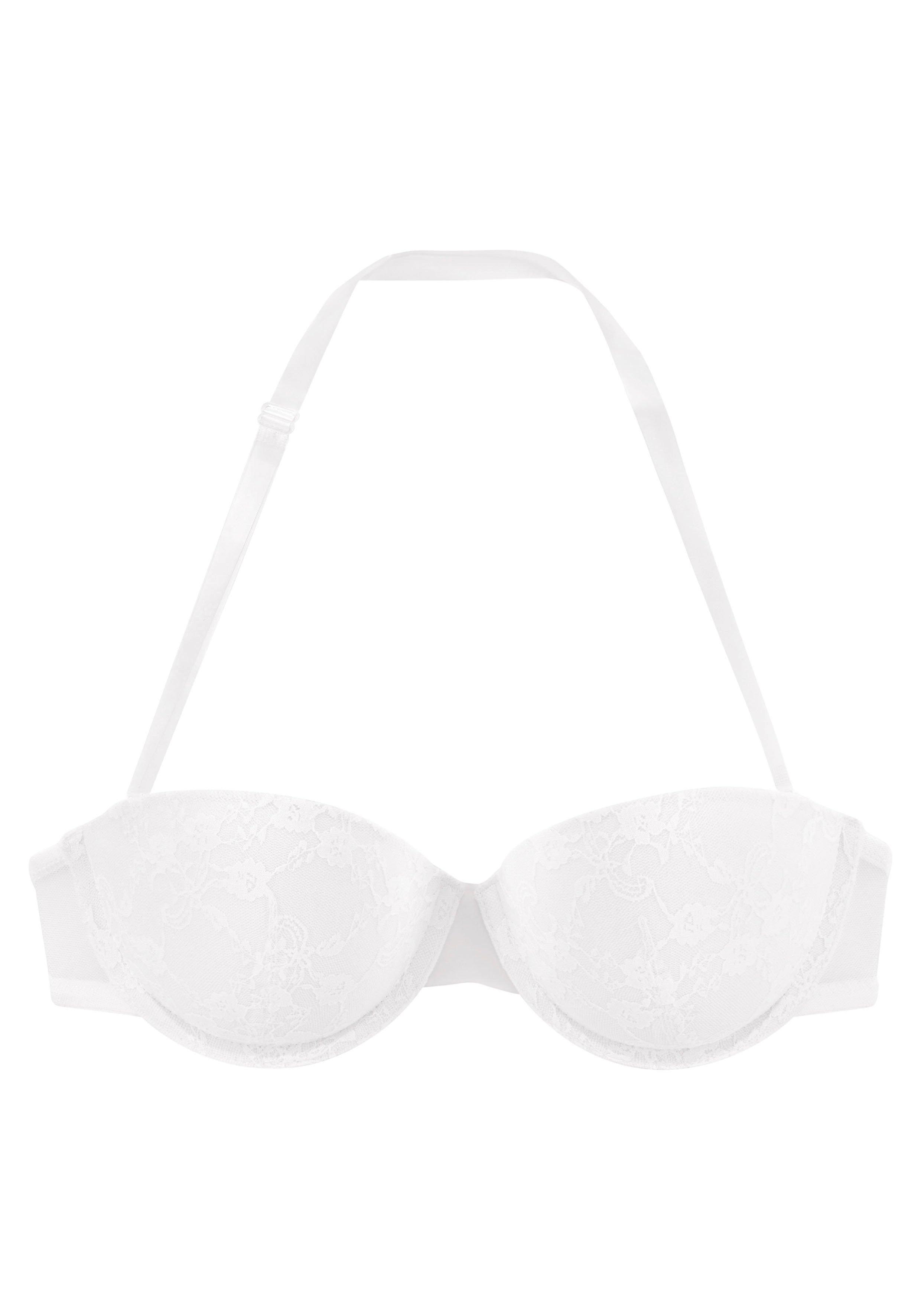 Lascana Bh met steuncups met transparante achterkant en afneembare halternek, dames voorgevormde bh's maat 75 AA wit