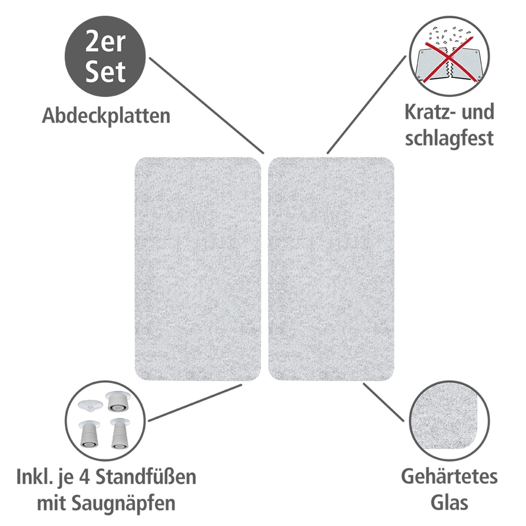 WENKO Kookplaatdeksel Universeel model Transparant (set, 2-delig)