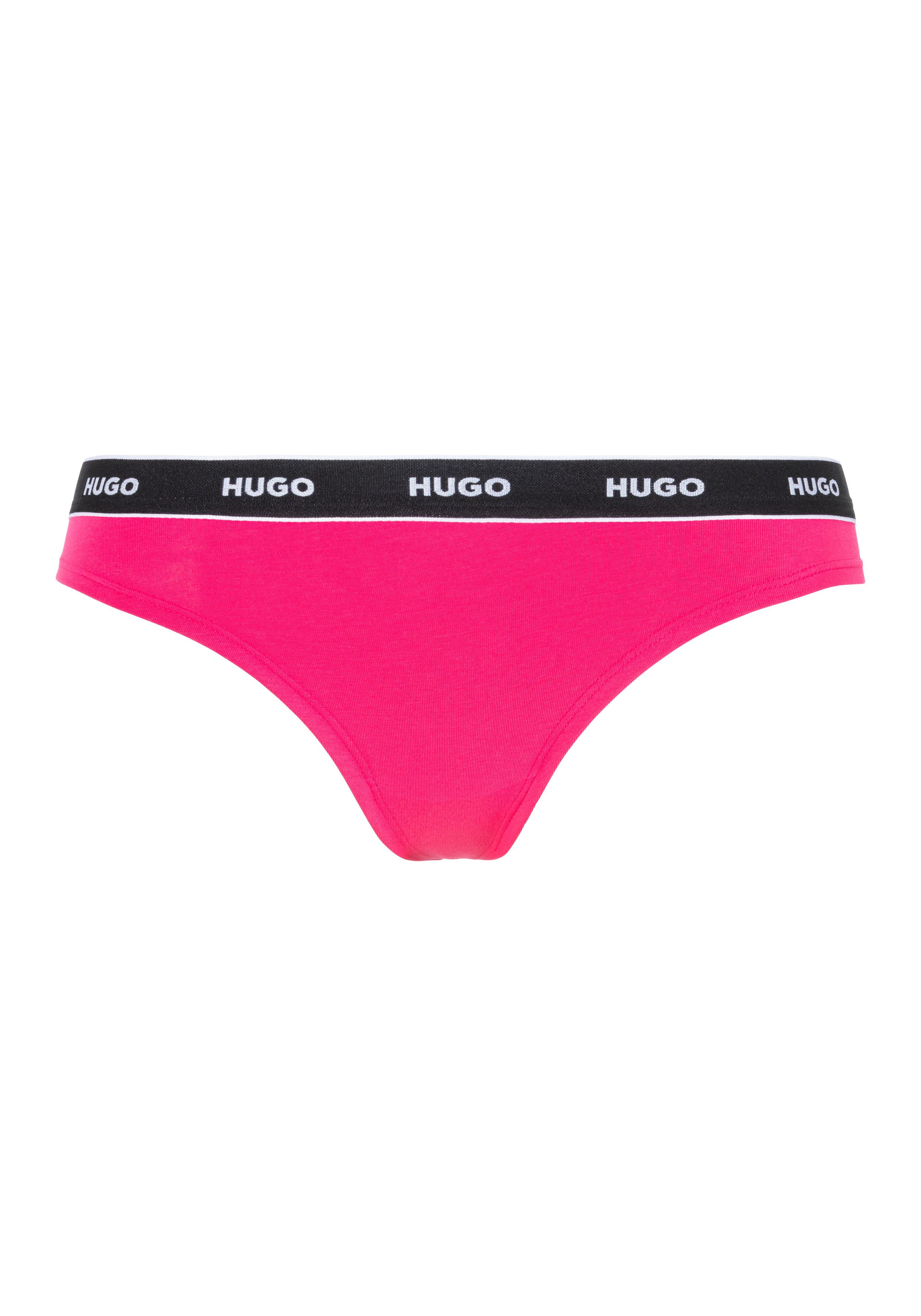 HUGO underwear T-string TRIPLET THONG STRIPE met logo-opschrift op de band (set 3 stuks 3)