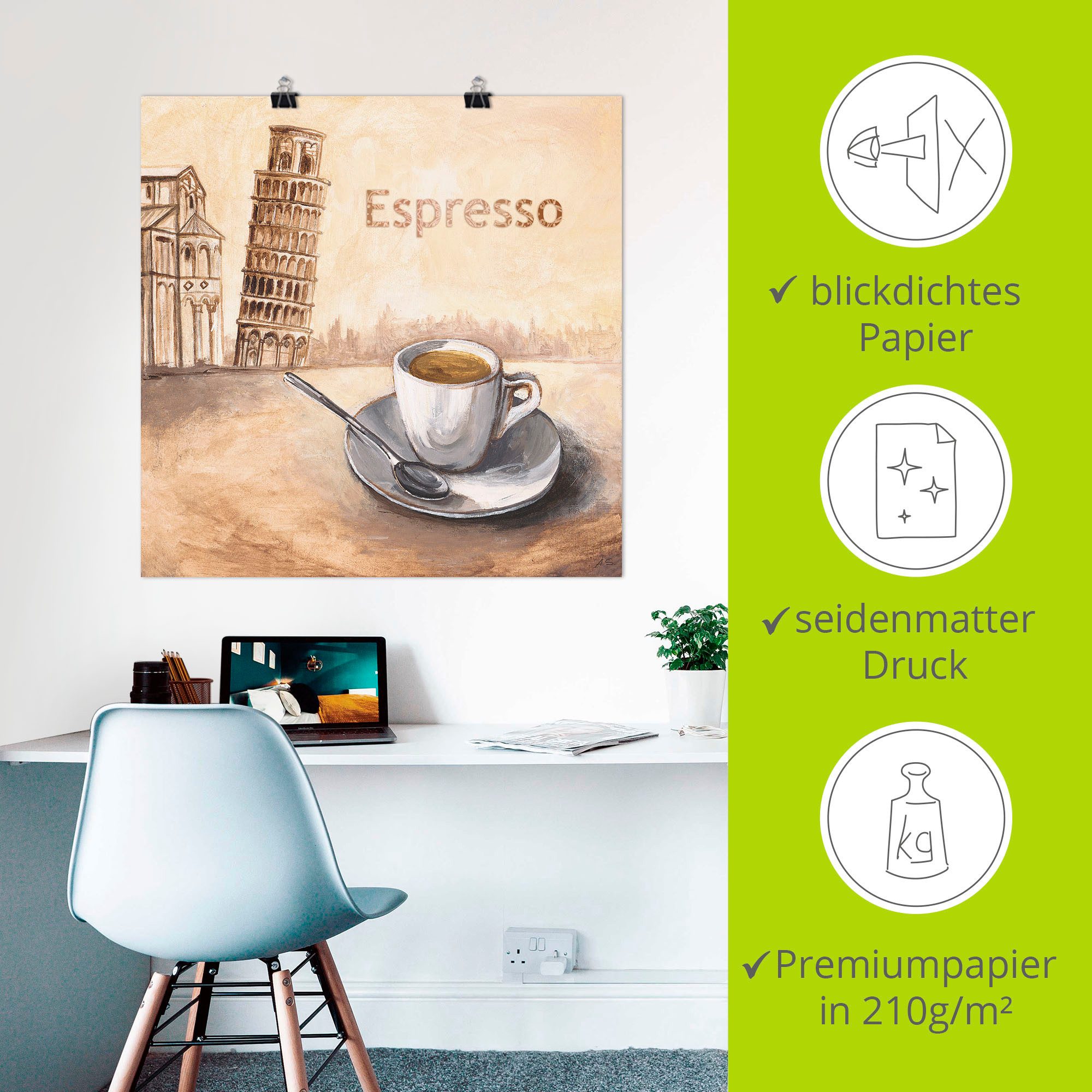 Artland Artprint Espresso in Pisa als artprint op linnen, poster in verschillende formaten maten