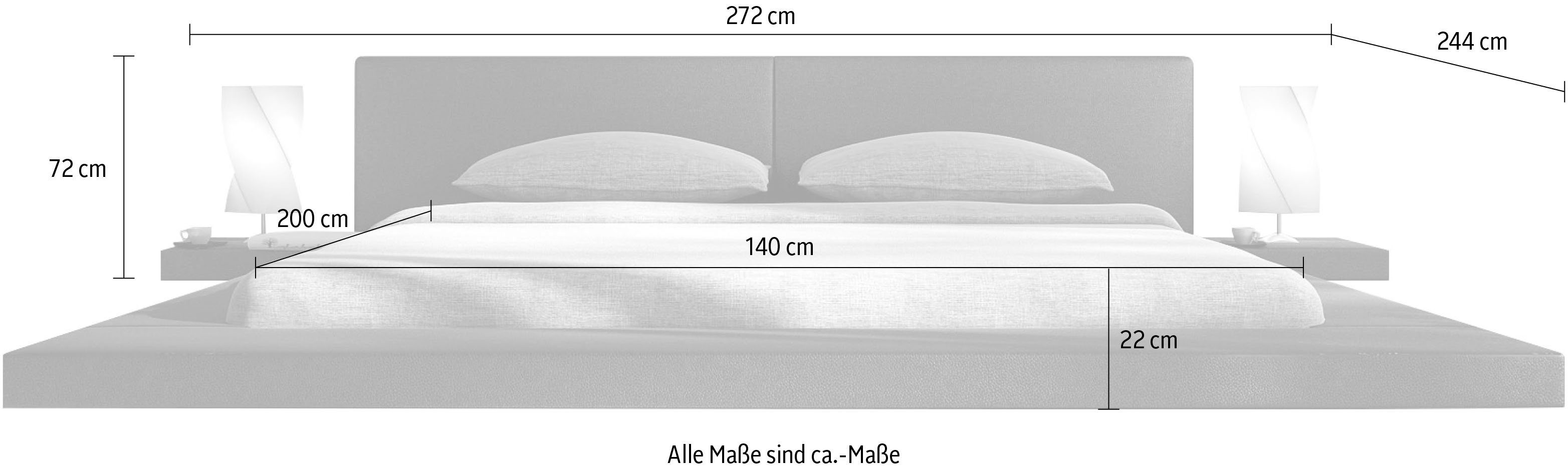 SalesFever Gestoffeerd bed Design bed in een moderne look, lounge bed inclusief nachtkastje