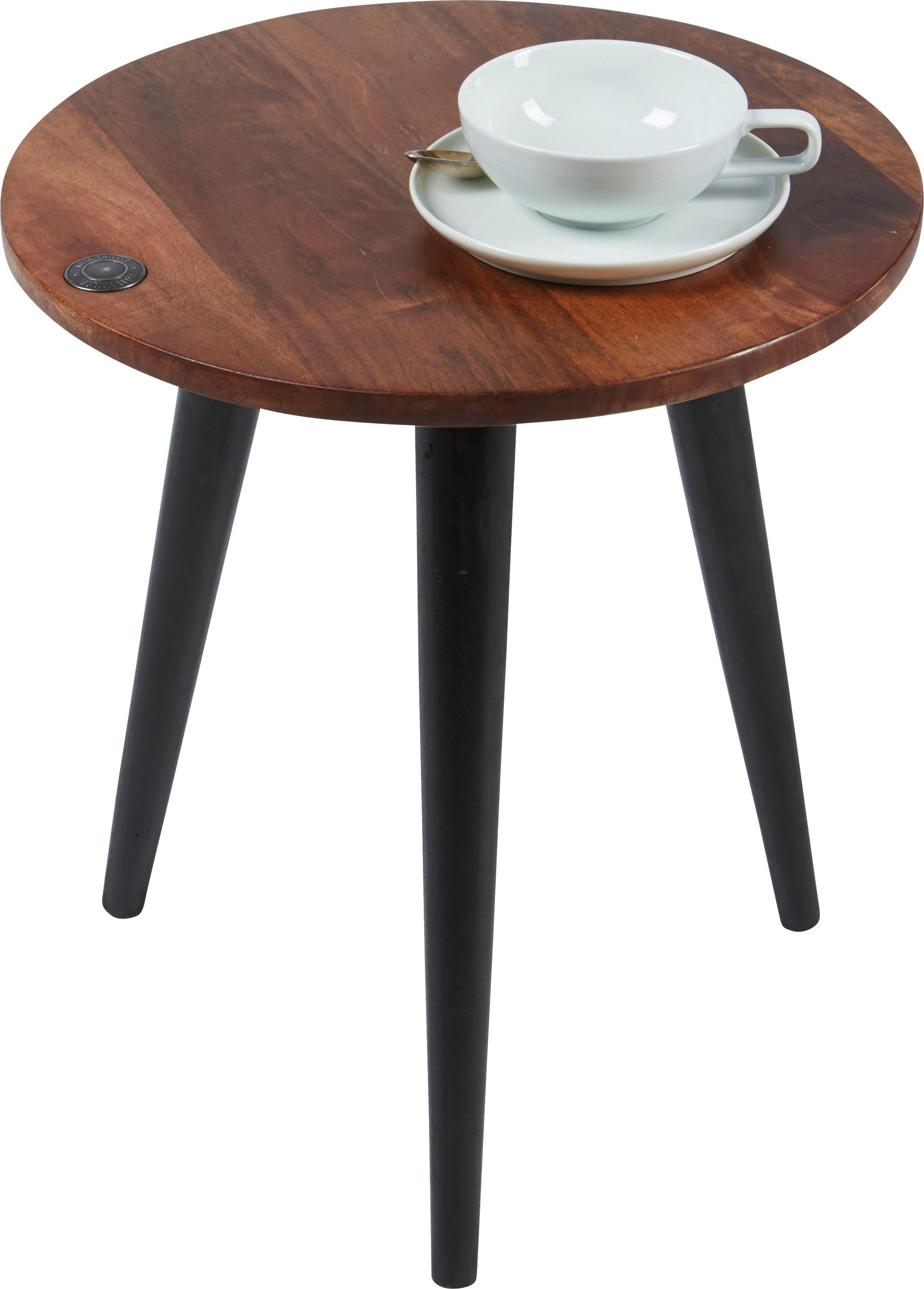 TOM TAILOR HOME Bijzettafel T-WOOD TABLE SMALL Bijzettafel met knoopdetail, donker mangohout en zwarte poten