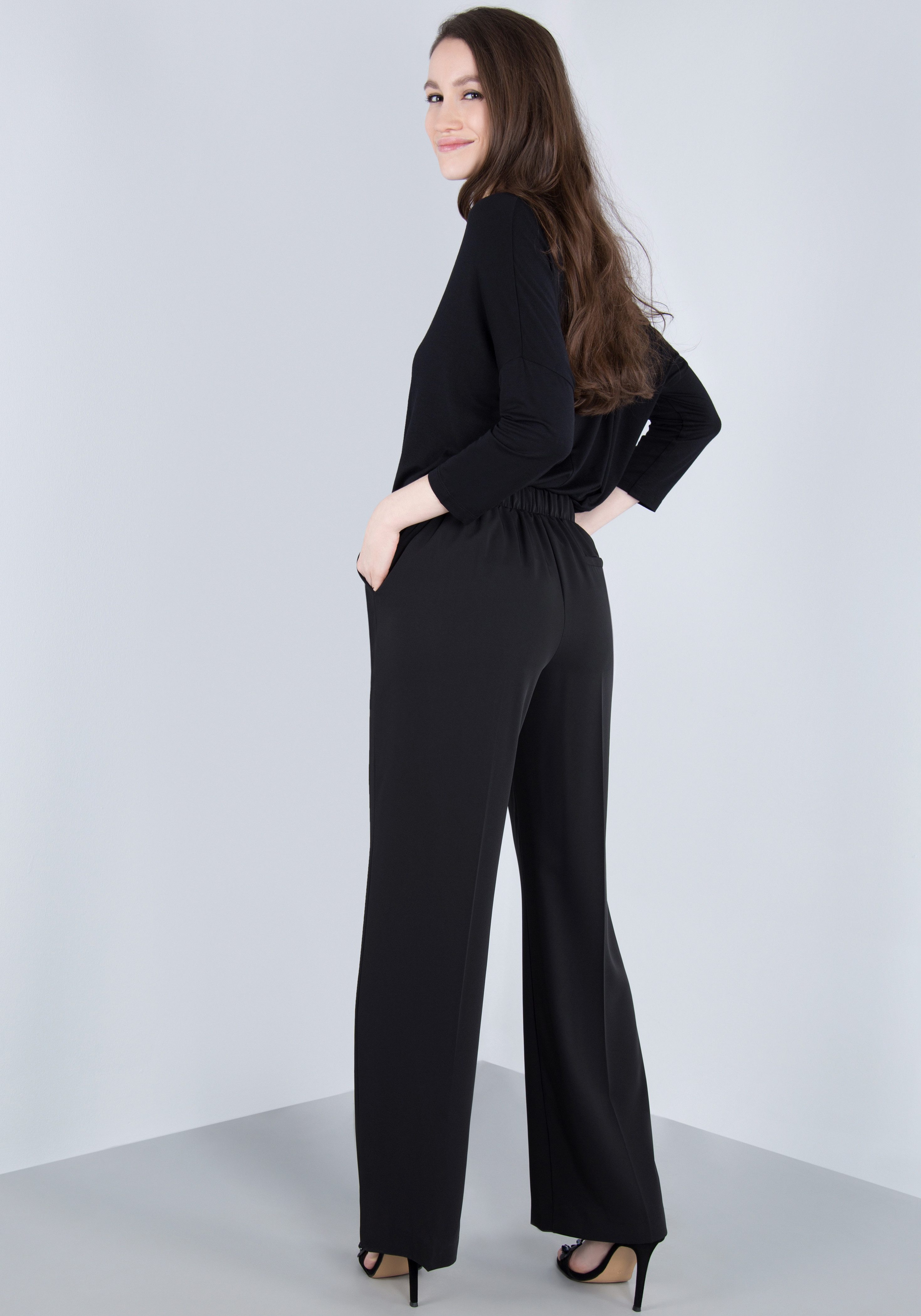 IMPERIAL Bandplooibroek Vloeiende wijde broek met elastische tailleband aan de achterkant