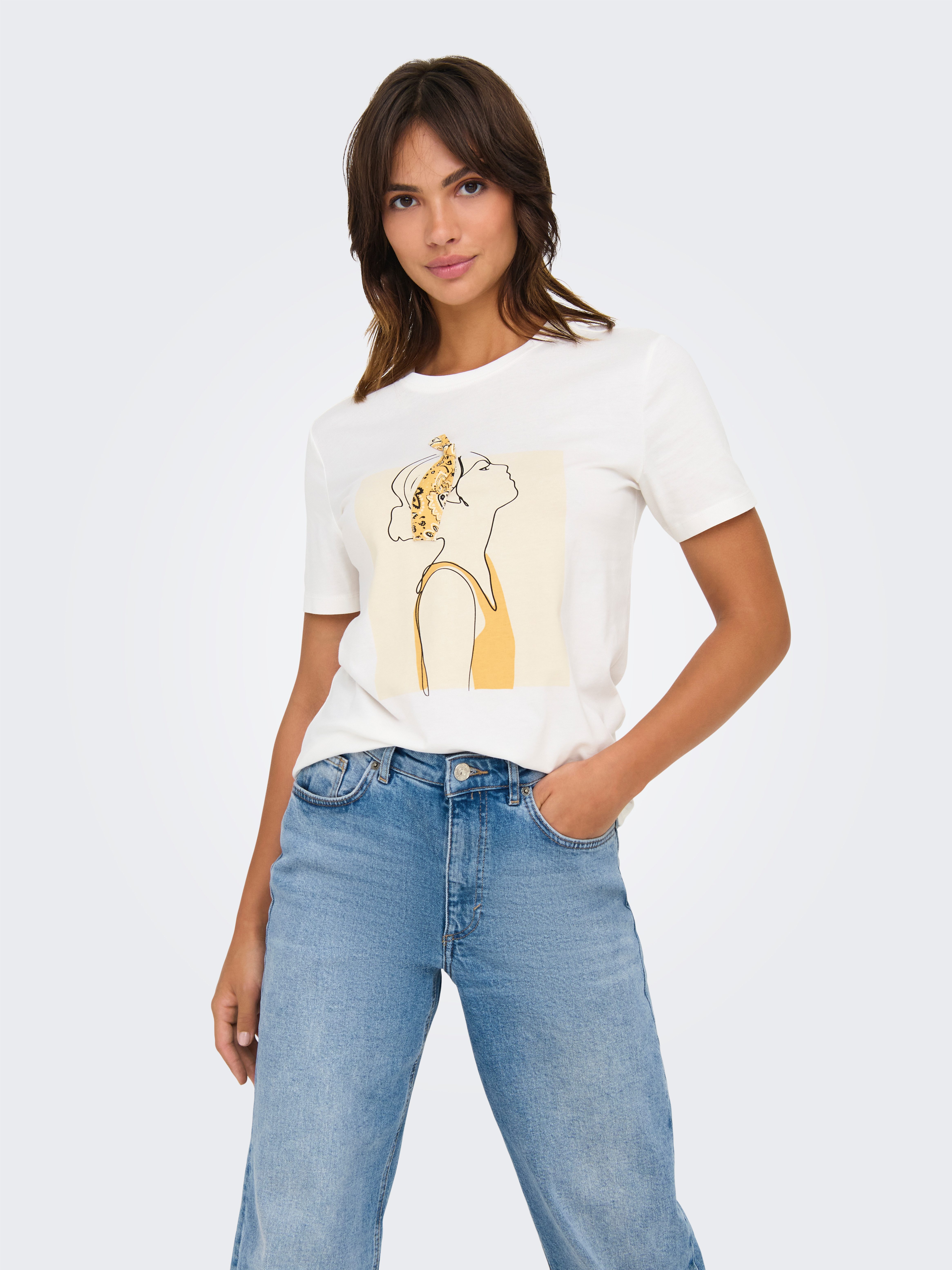 Only Shirt met korte mouwen ONLCLARA S/S TEE CS JRS