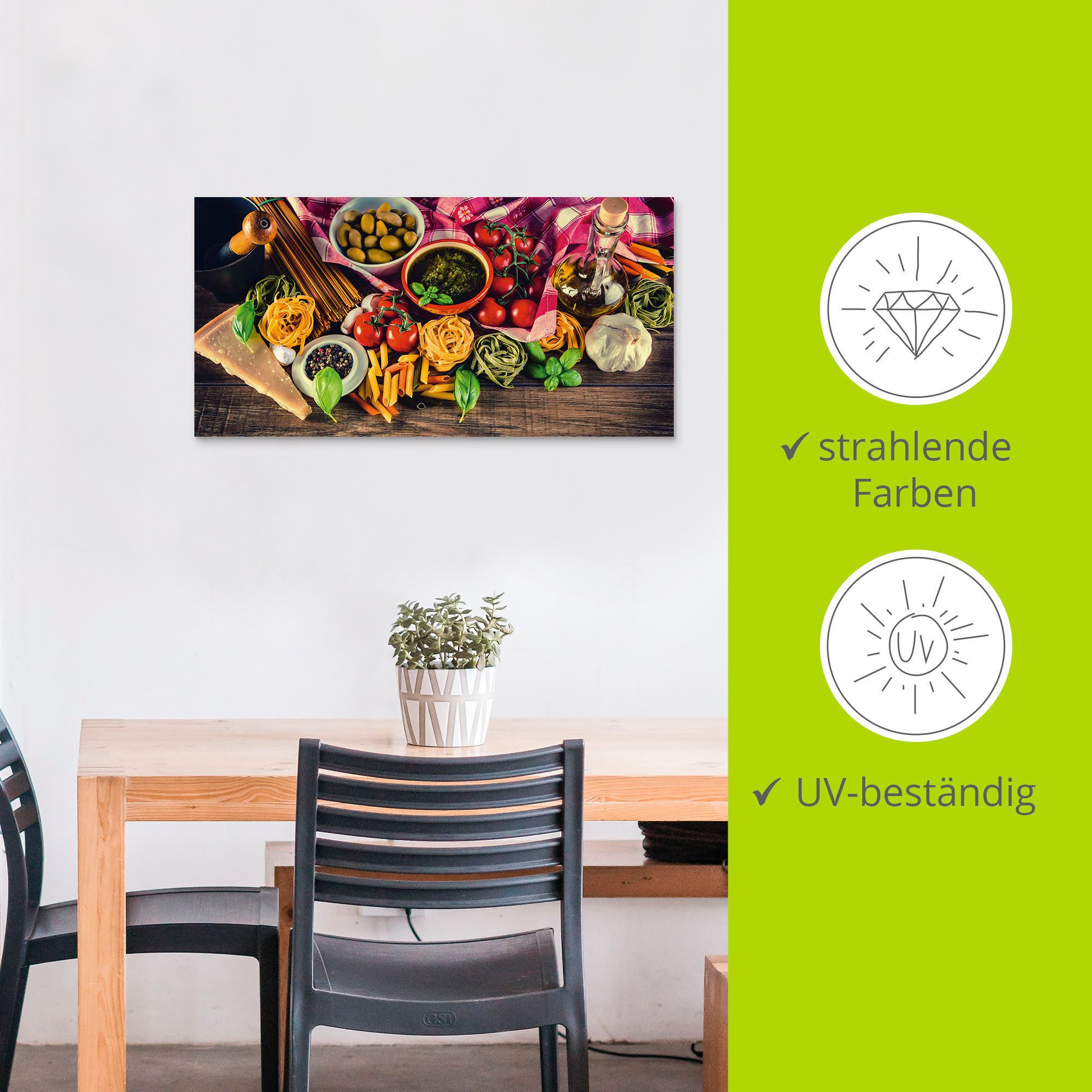 Artland Artprint Italiaans mediterraan eten als artprint van aluminium, artprint voor buiten, artprint op linnen, poster, muursticker