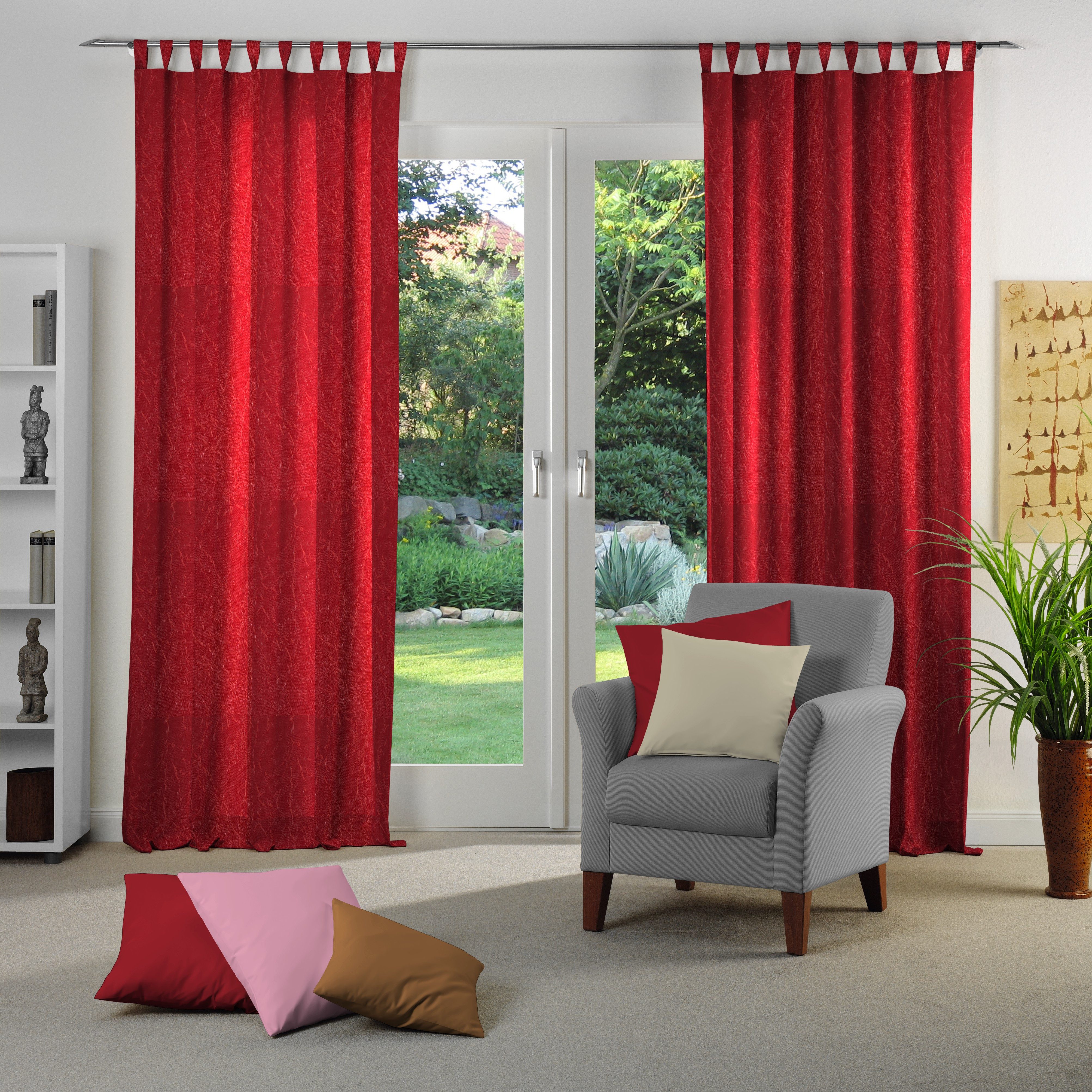 Wirth Gordijn Lahnstein (2 stuks) kant & klaar gordijnen maat hxb: 225x132 cm rood
