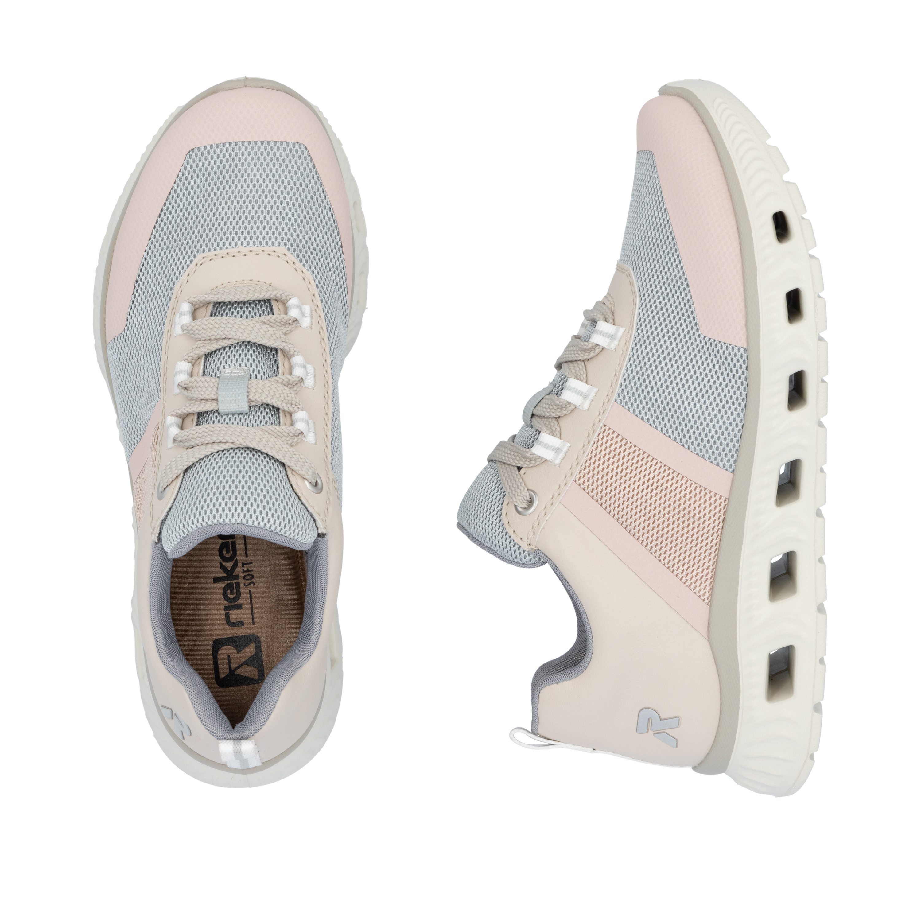 RIEKER Sport Sneakers in vegan verwerking, vrijetijdsschoen, lage schoen, veterschoen