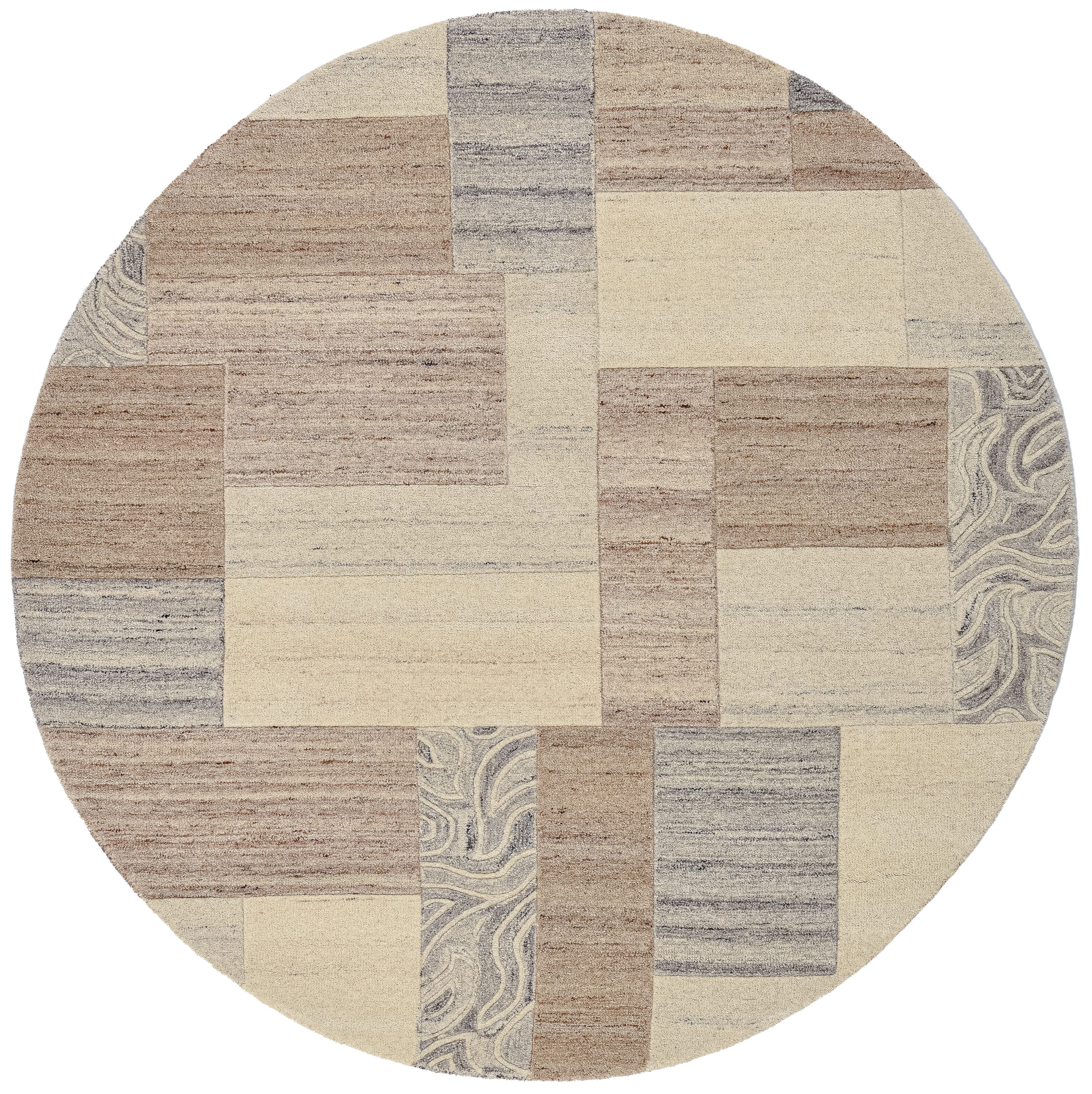 THEKO Wollen kleed Lola, wol, handgemaakt, patchwork ontwerp handgetuft, woonkamer, slaapkamer, eetkamer