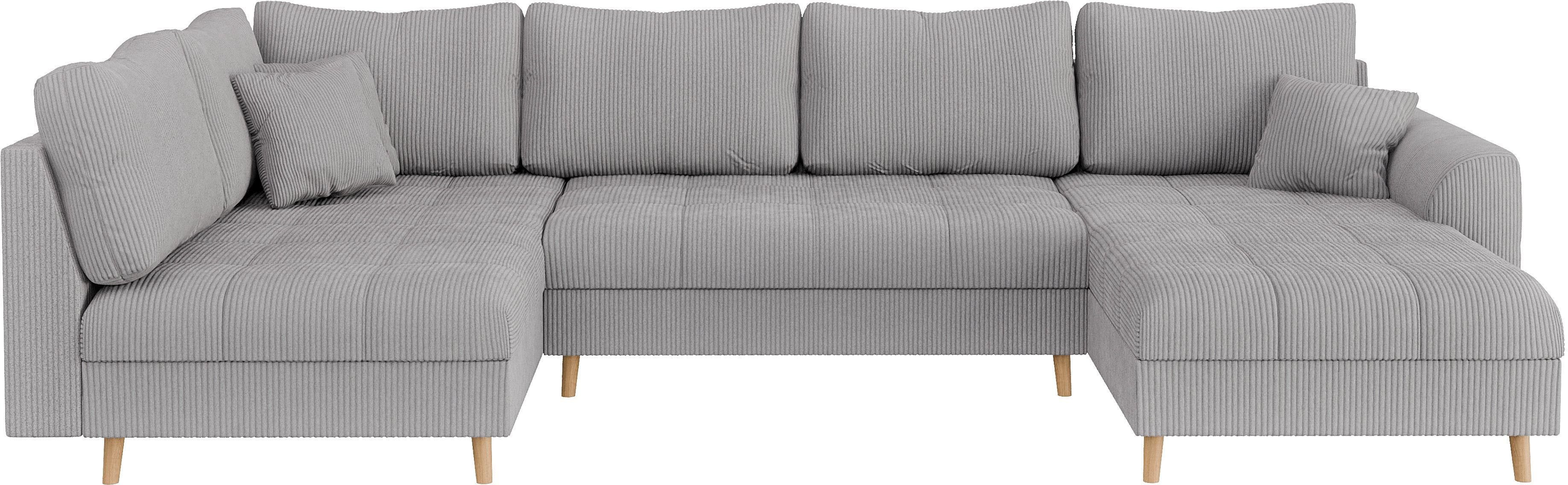 Home affaire Zithoek CHARRE U-vorm met ottomane, afmetingen B/D/H: 310/161/81 cm fijne stiksels, losse rug- en sierkussens, ook in cord en bouclé