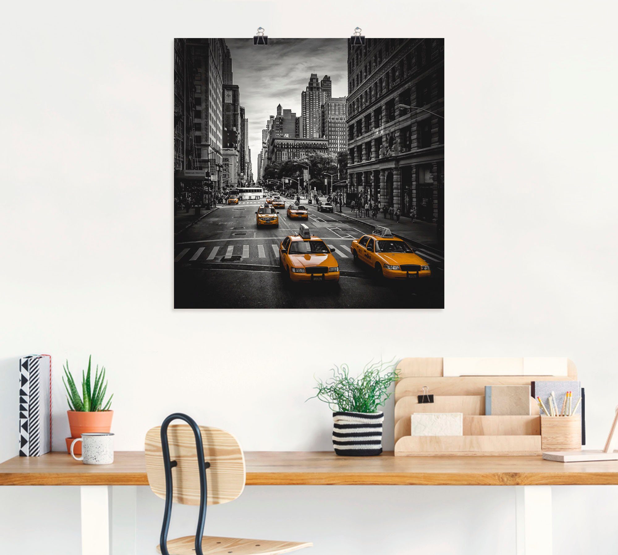 Artland Artprint New York City Verkeer 5th Avenue als artprint van aluminium, artprint voor buiten, artprint op linnen, poster, muursticker