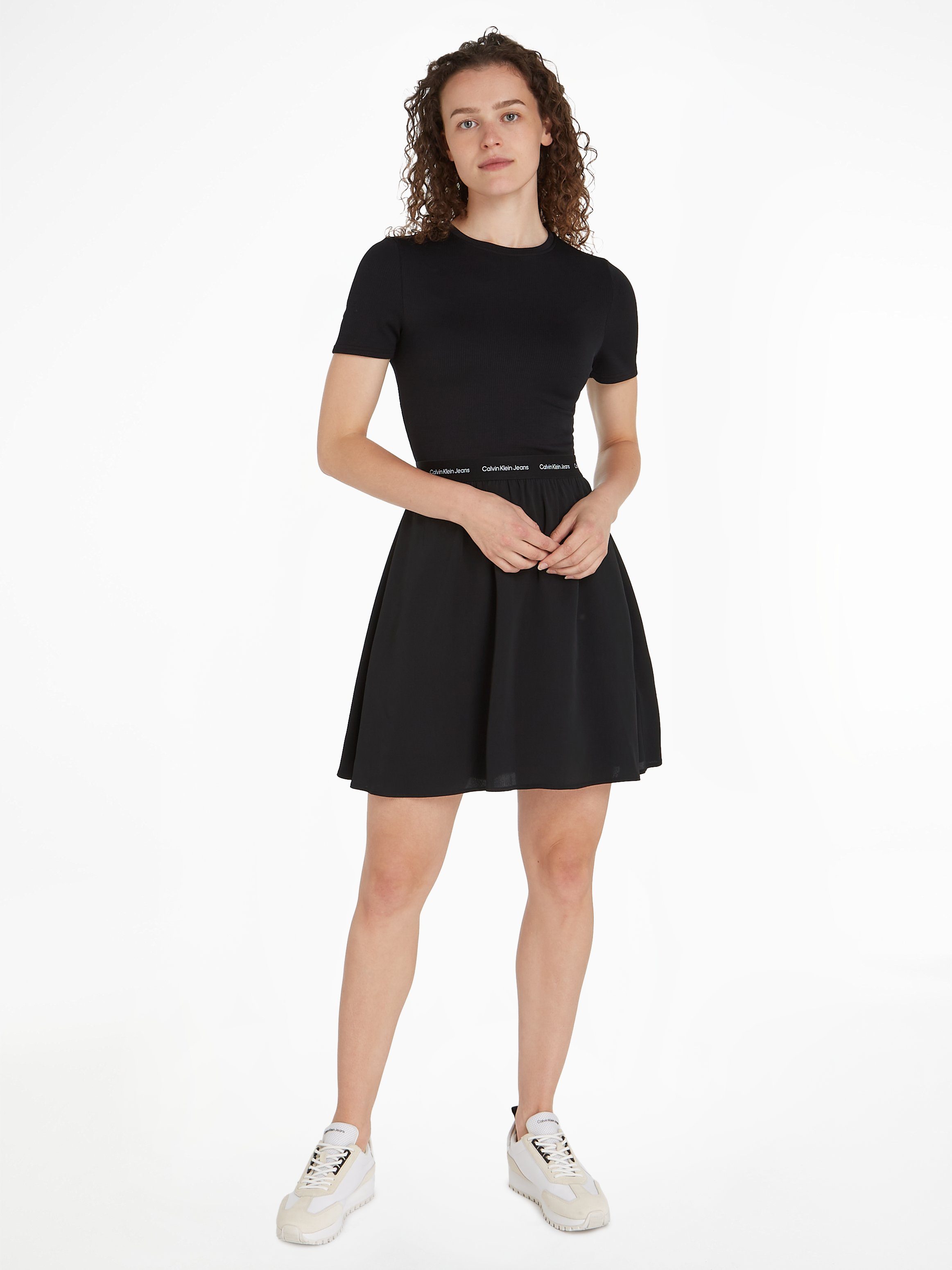 Calvin Klein Blousejurk LOGO ELASTIC SHORT SLEEVE DRESS