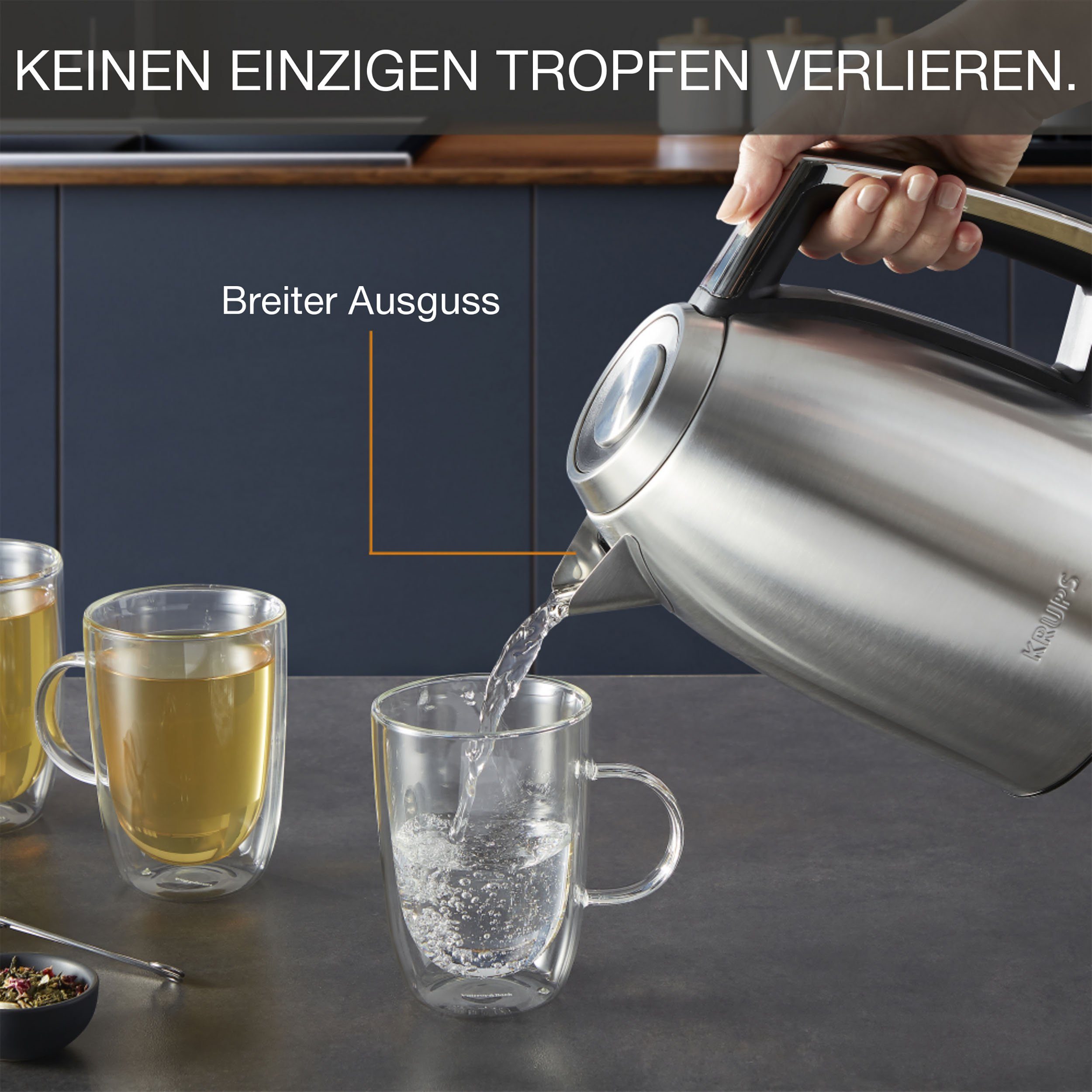 Krups Waterkoker BW552D Excellence, 1,7 l, Auto Shut-off, 360° draaibare voet, waterpeil bij het handvat