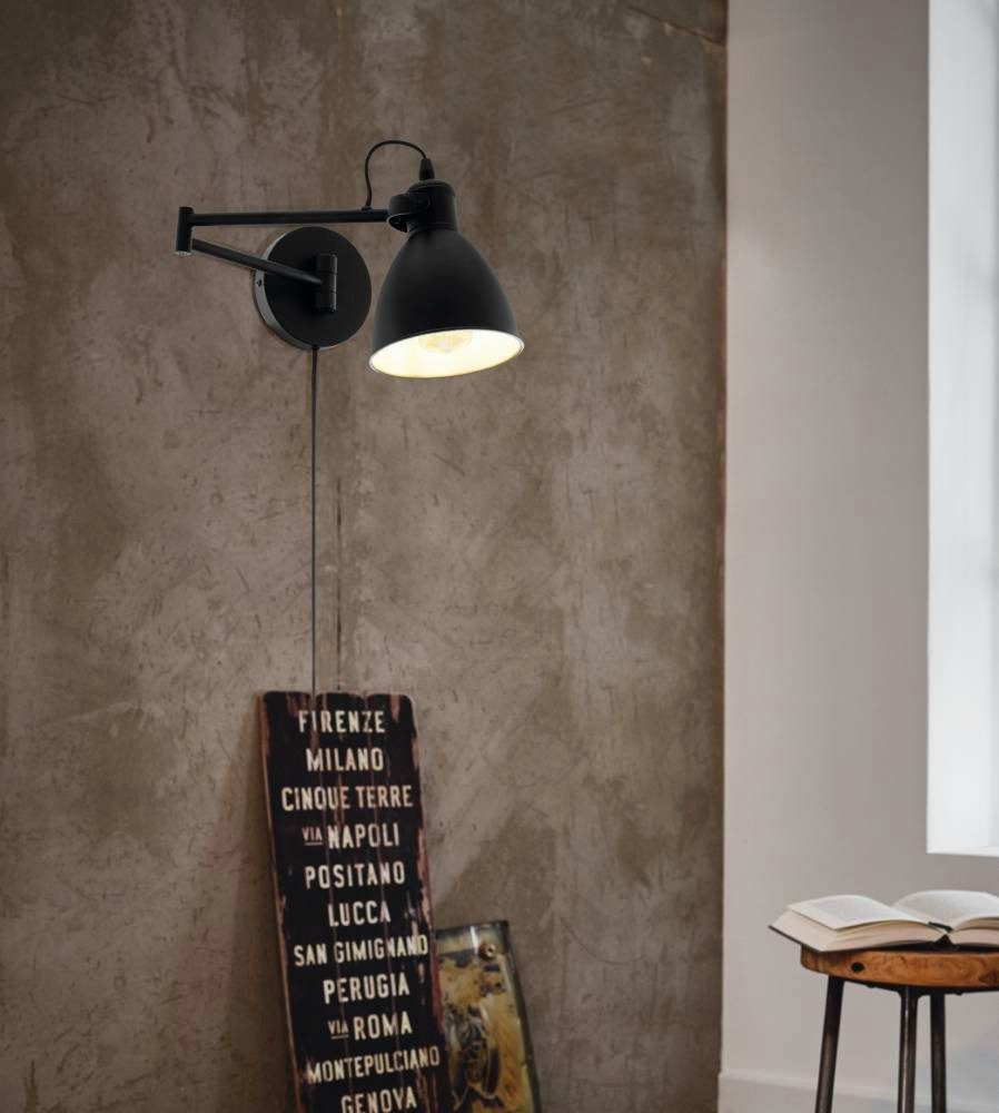 EGLO Wandlamp SAN PERI Wandlamp van metaal in zwart, lamp met schakelaar, E27 fitting (1 stuk)