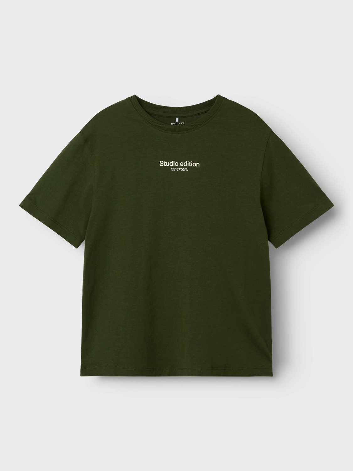 Name it KIDS T-shirt NKMBRODY met tekst donkergroen Jongens Biologisch katoen Ronde hals 122 128