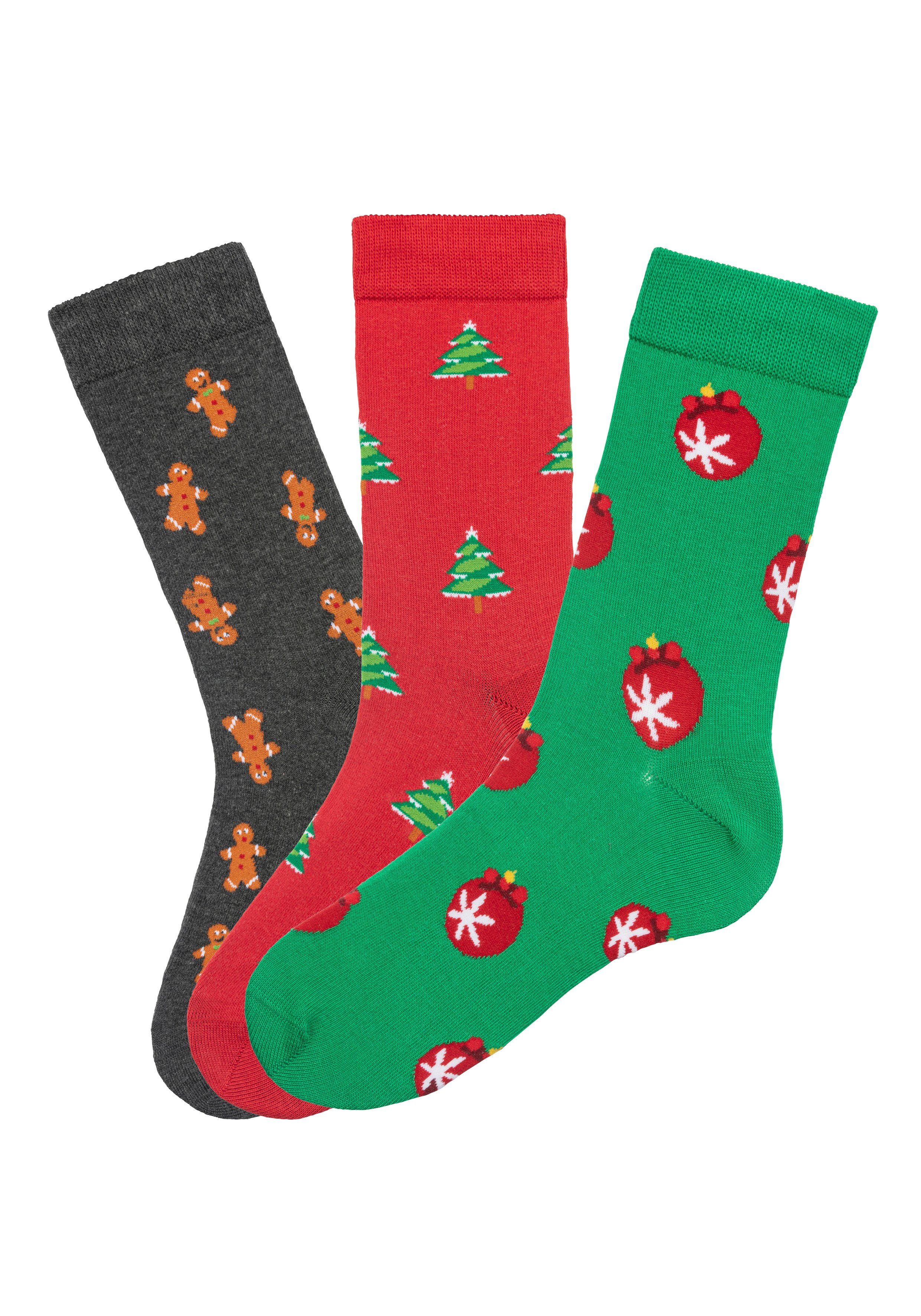 John Devin Sokken met verschillende kerstmotieven (set, 3 paar)