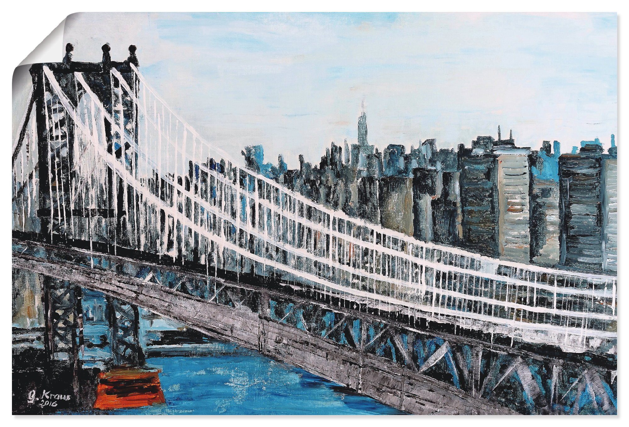 Artland Artprint New York Brooklyn Bridge in vele afmetingen & productsoorten - artprint van aluminium / artprint voor buiten, artprint op linnen, poster, muursticker / wandfolie o