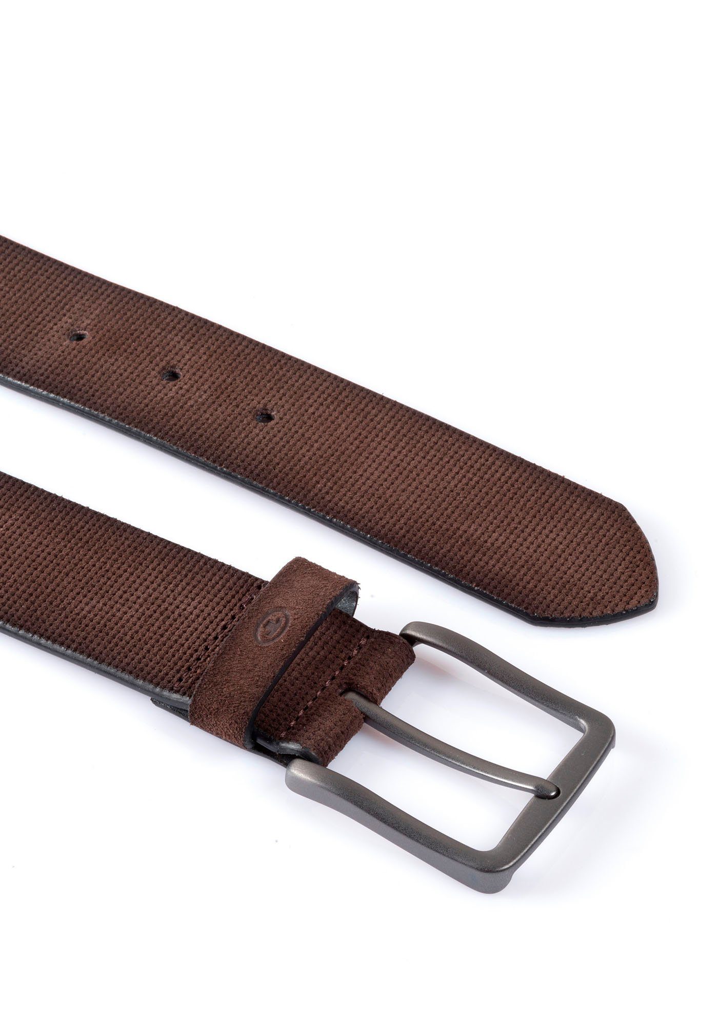 Tom Tailor Leren riem TTBART 4 cm brede herenriem, velourslederoptiek, tot maat 120