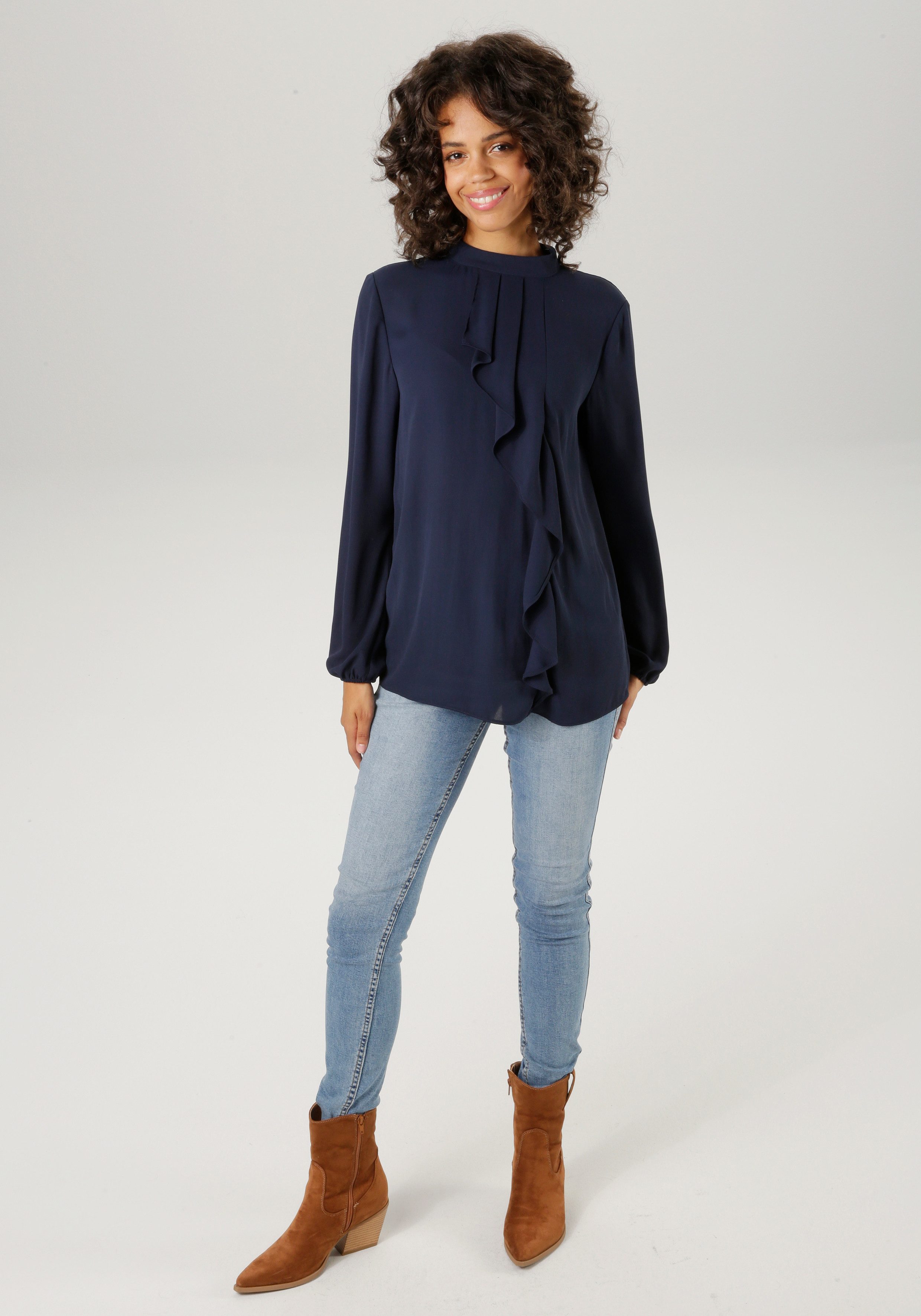 Aniston CASUAL Blouse met lange mouwen met kleine volant voor