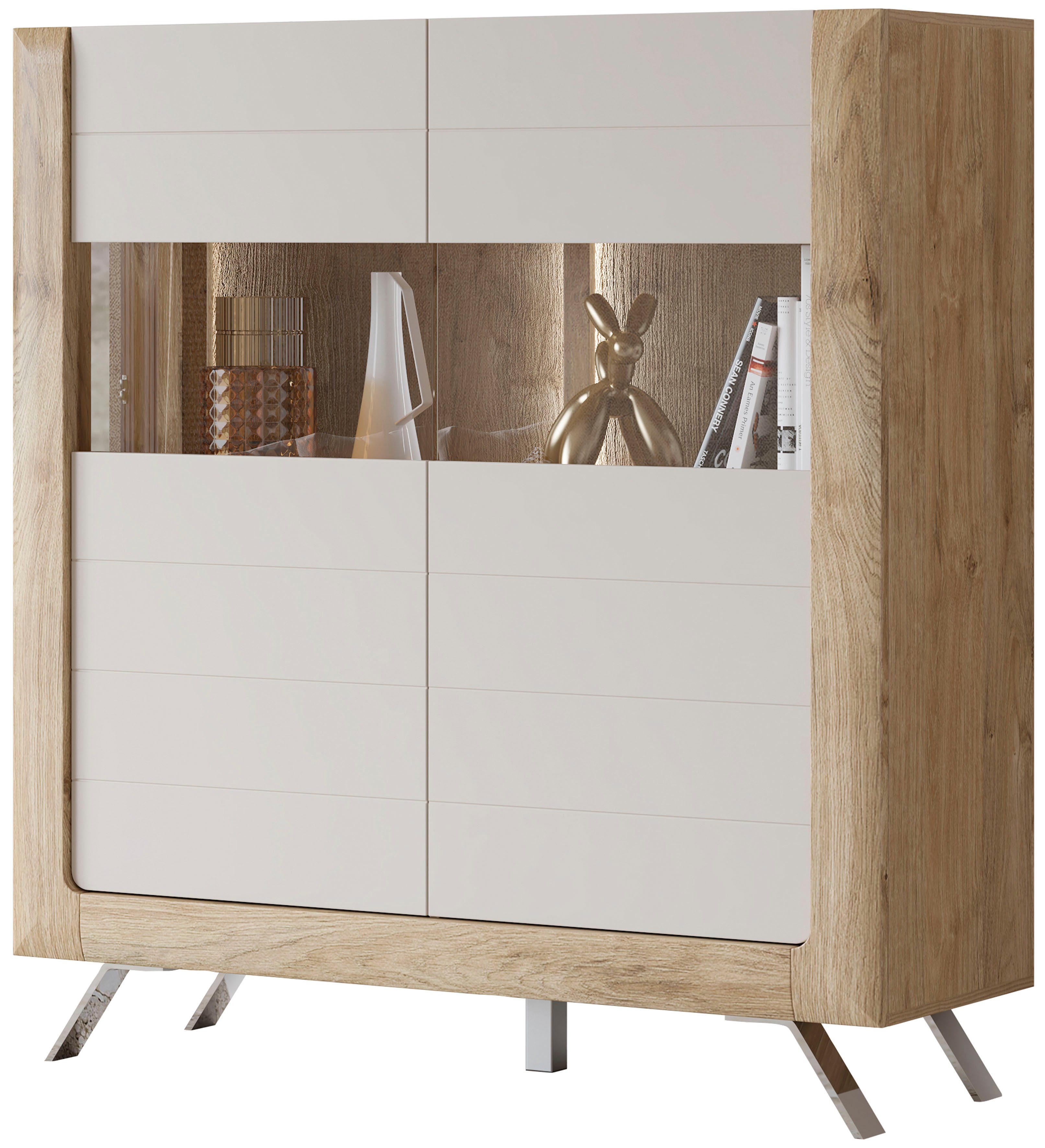 Leonique Highboard Kasai Hoogte 136,5 cm, 2 deuren met glasinzet
