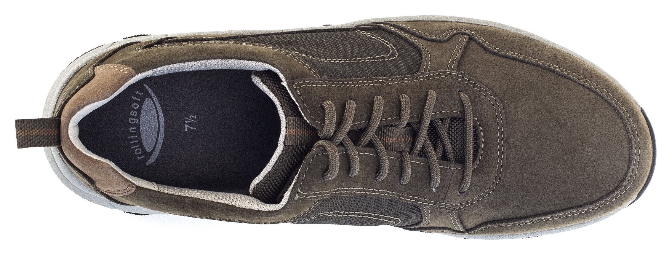 Gabor Rollingsoft Sneakers met sleehak , vrijetijdsschoen, lage schoen, veterschoen met contraststiksels, g-breedte