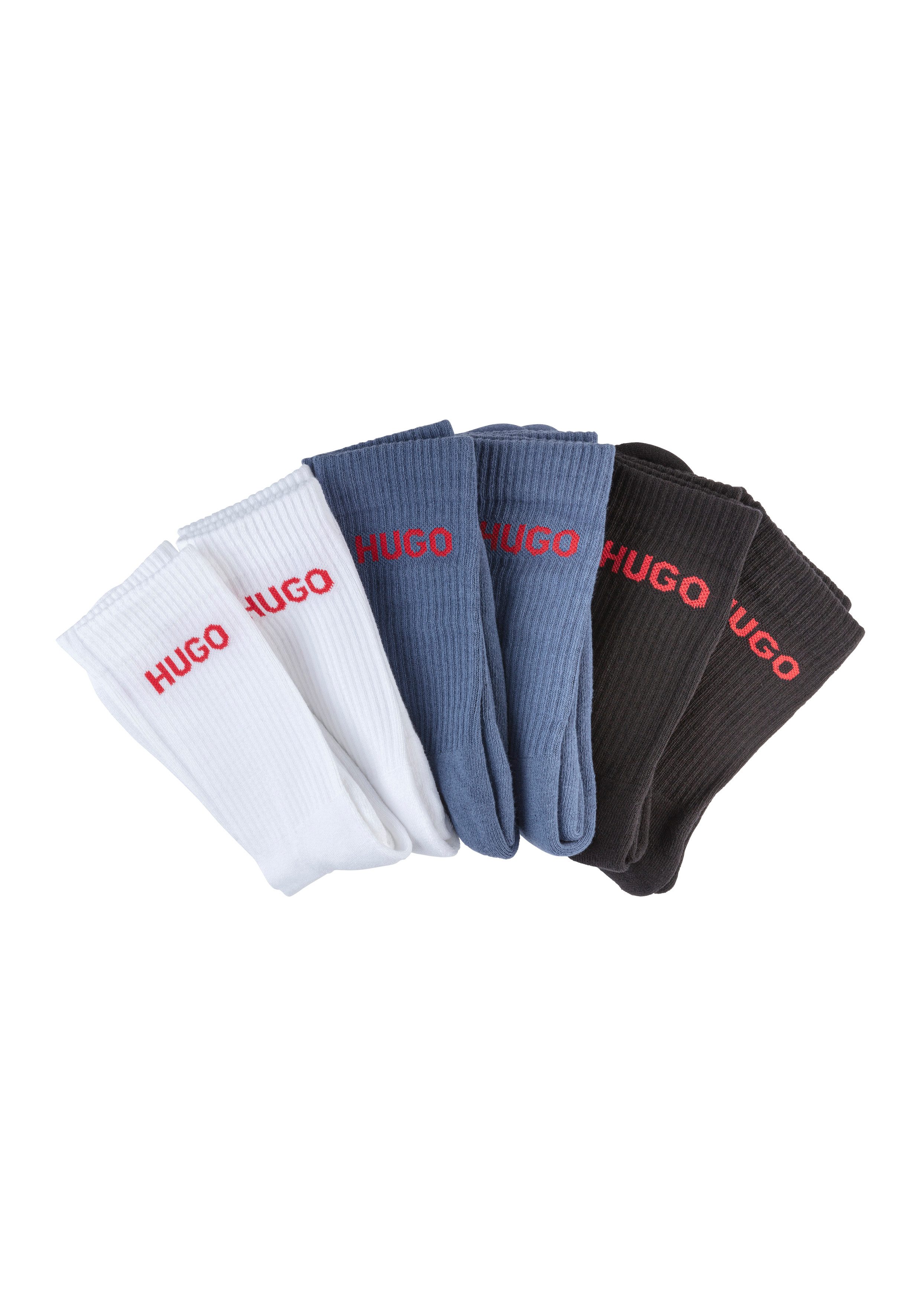 HUGO underwear Sokken 6P QS RIB LOGO CC met gebreid hugo logo (6 paar Set van 6)