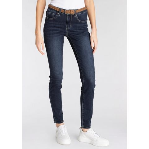 DELMAO Slim fit jeans (set, 2-delig, Met riem)