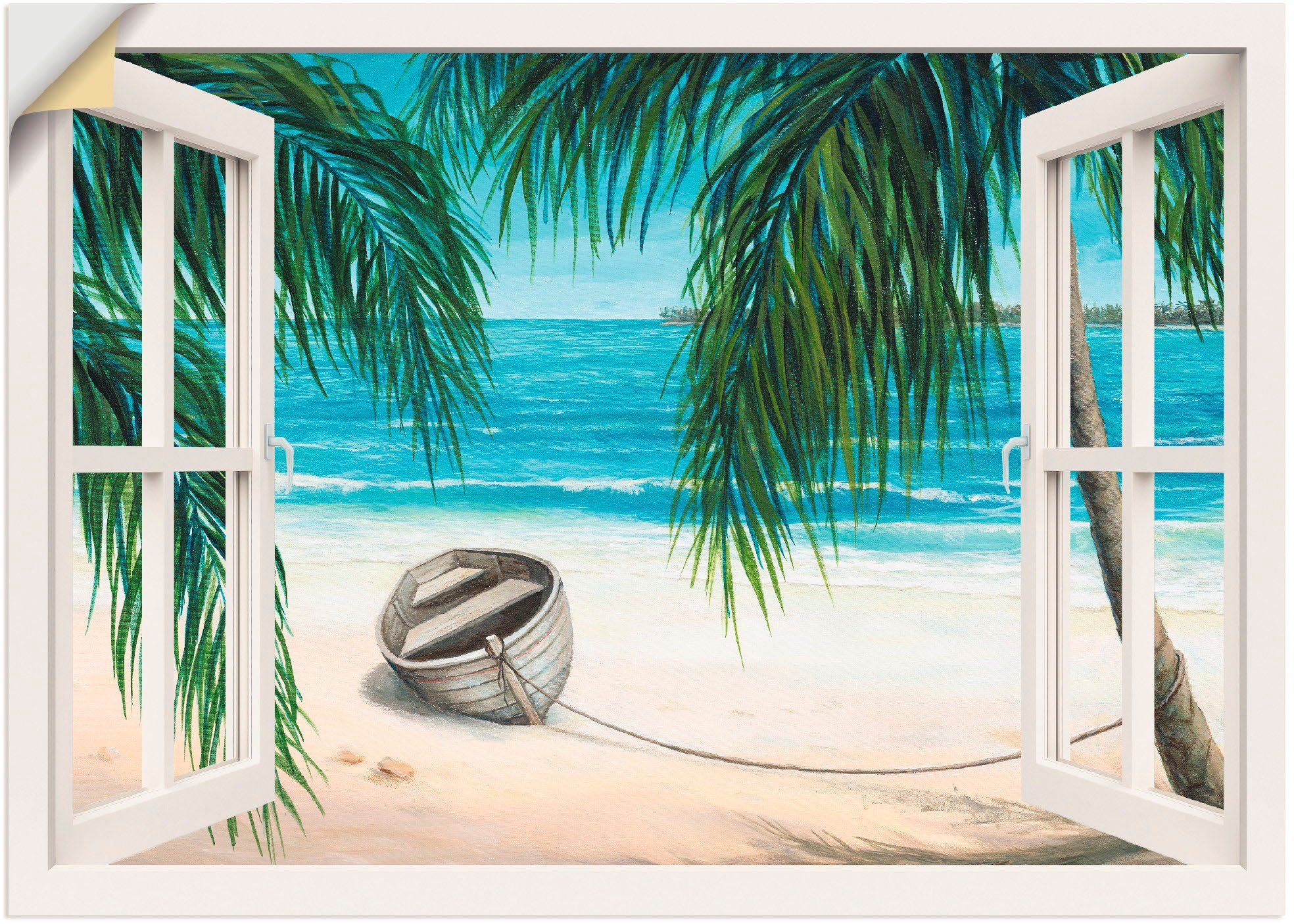 Artland Artprint Blik uit het venster - Caribic in vele afmetingen & productsoorten -artprint op linnen, poster, muursticker / wandfolie ook geschikt voor de badkamer (1 stuk)
