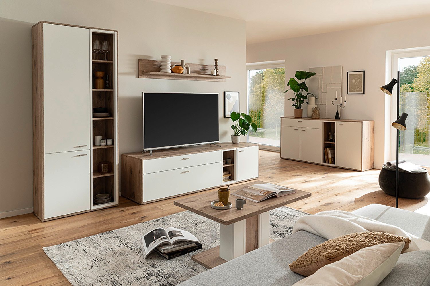 MCA furniture Wandmeubel SANTERNO Woonkamer set (3-delig), deuren & lades gedempt, breedte 292 cm (complete set, 3-delig)